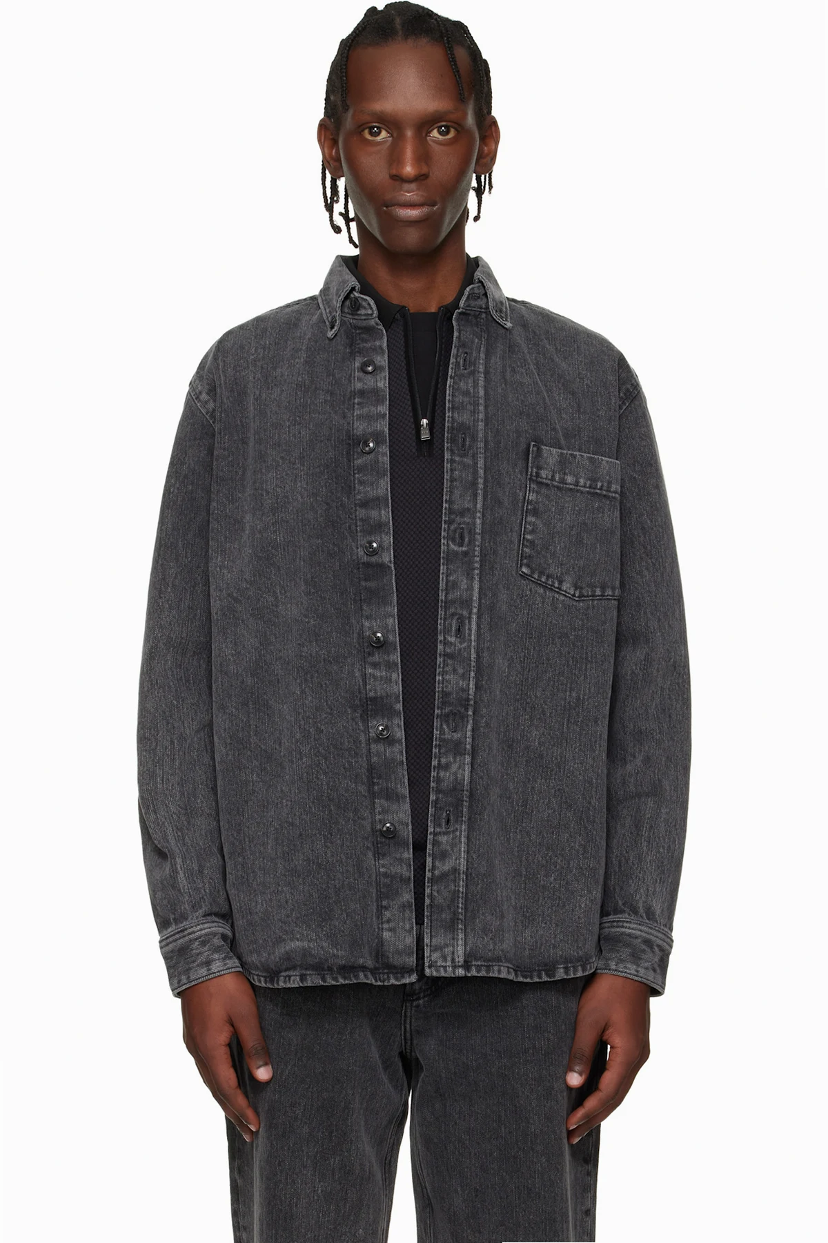 Black Faded Denim Shirt