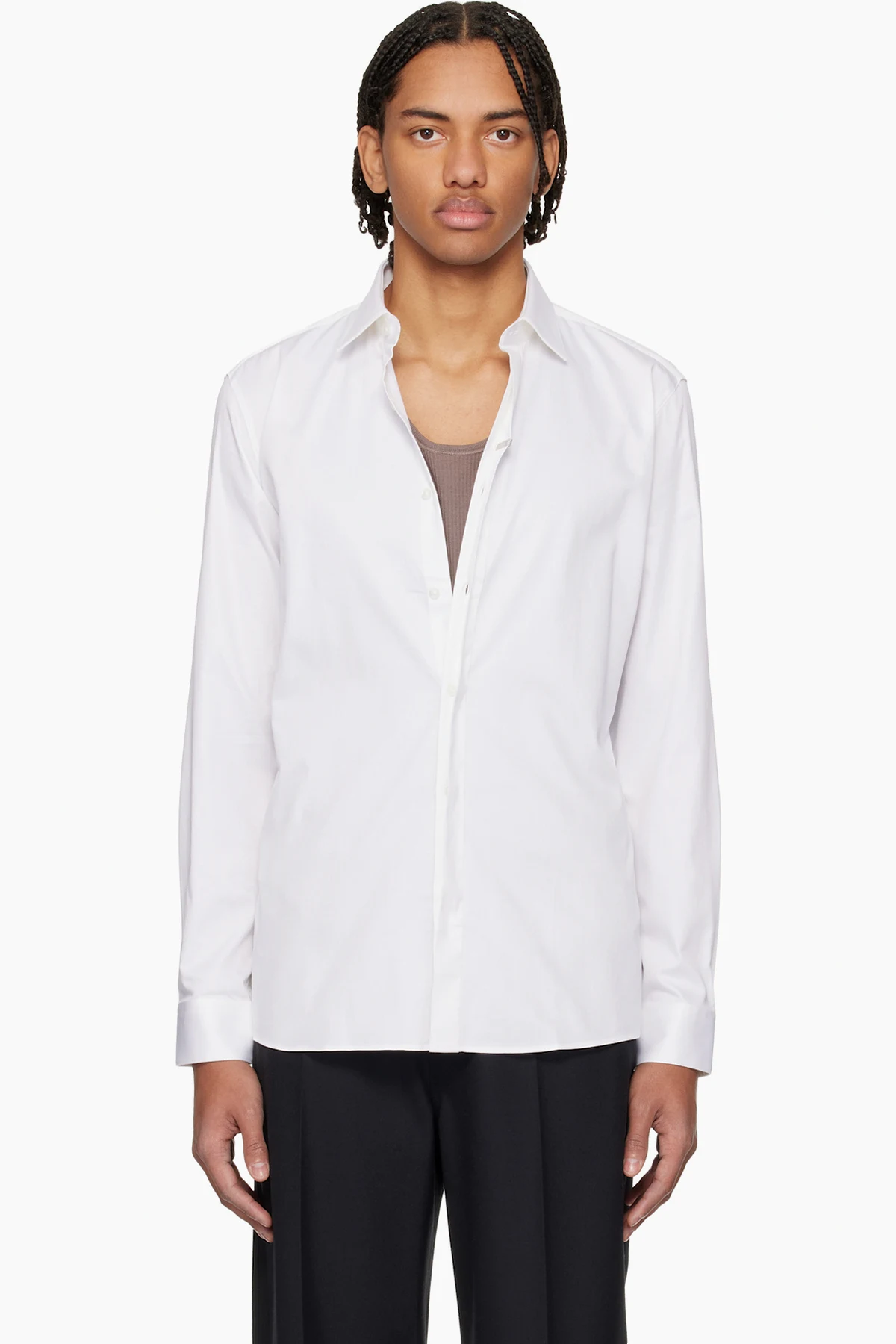 White Stretch Cotton Modern-Fit Shirt