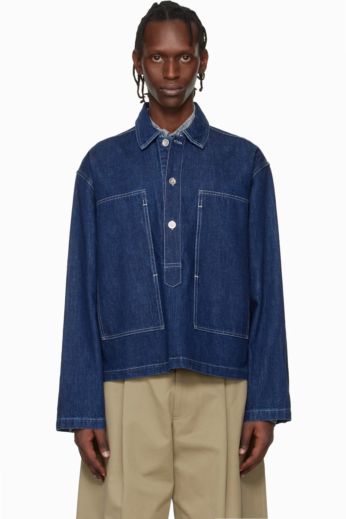 Indigo Aaron Levine Edition York Popover Denim Shirt