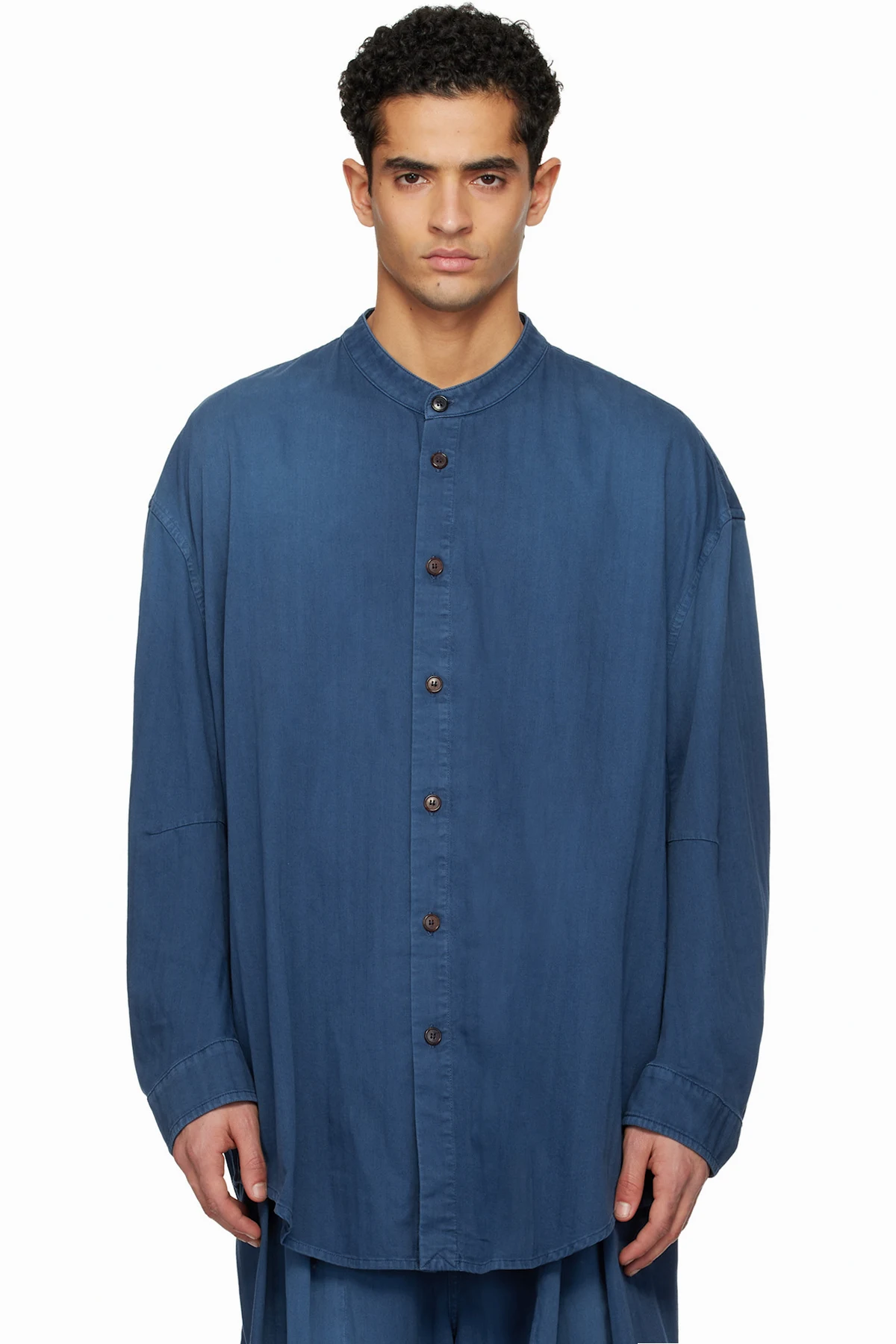 Blue Herringbone Denim Shirt