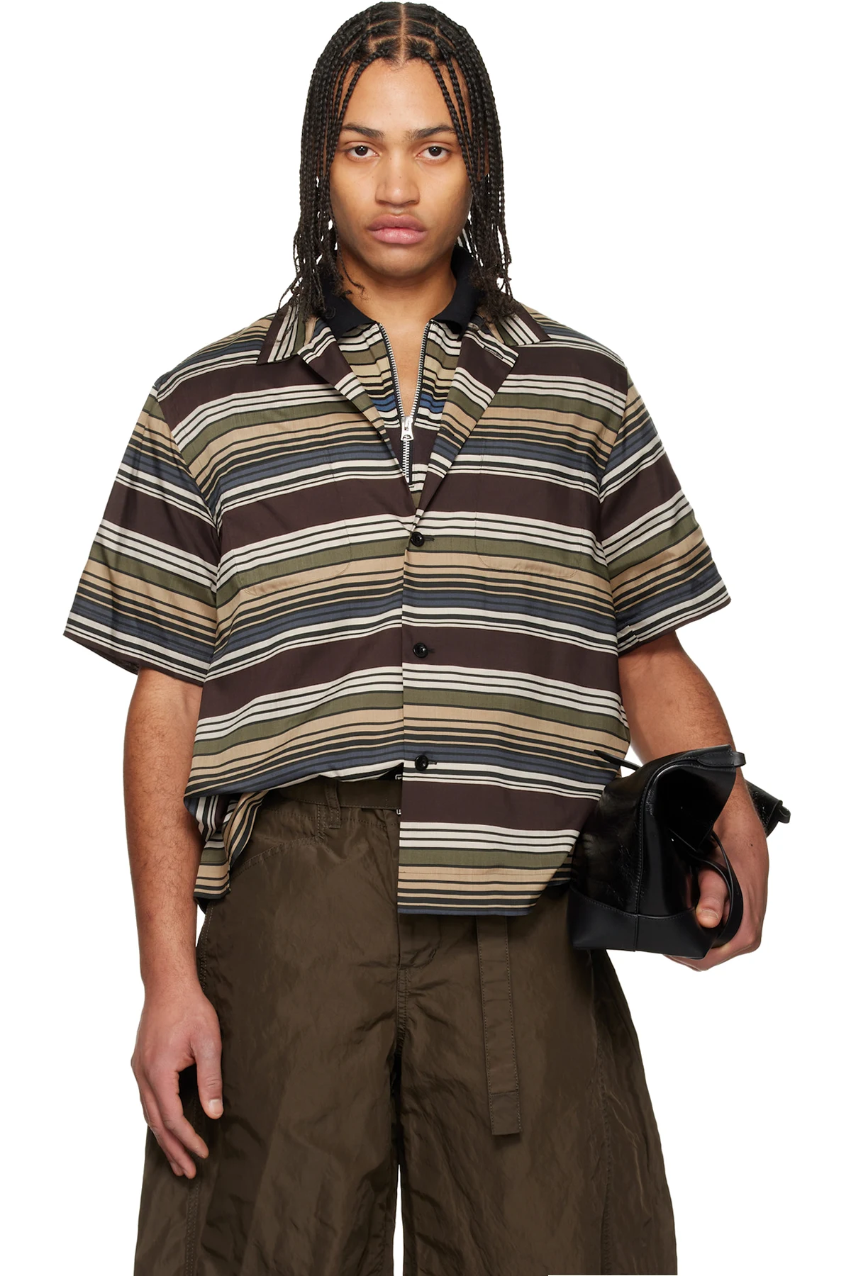 Beige & Brown Horizontal Stripe Shirt
