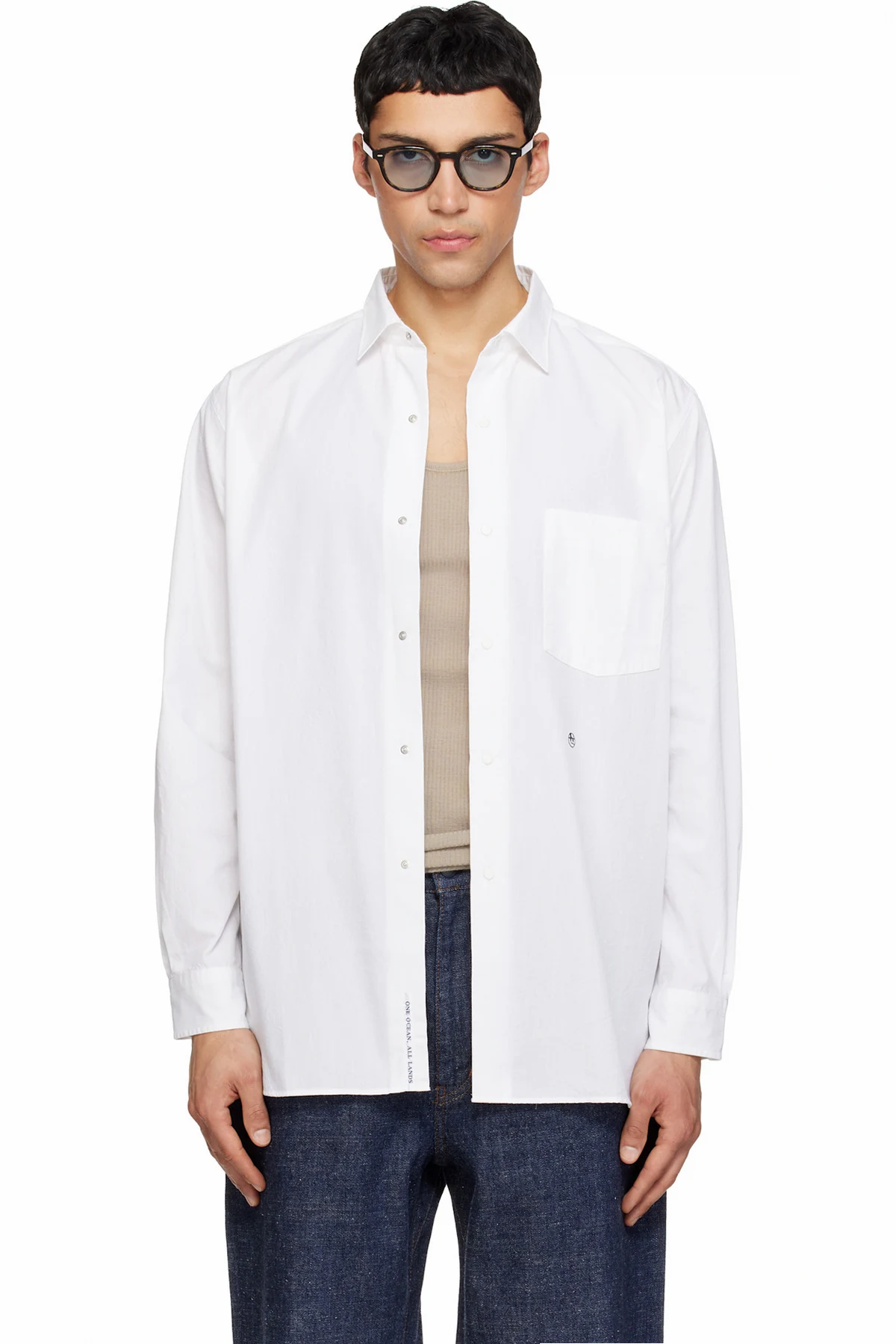 Off-White Regular Collar Wind Shirt