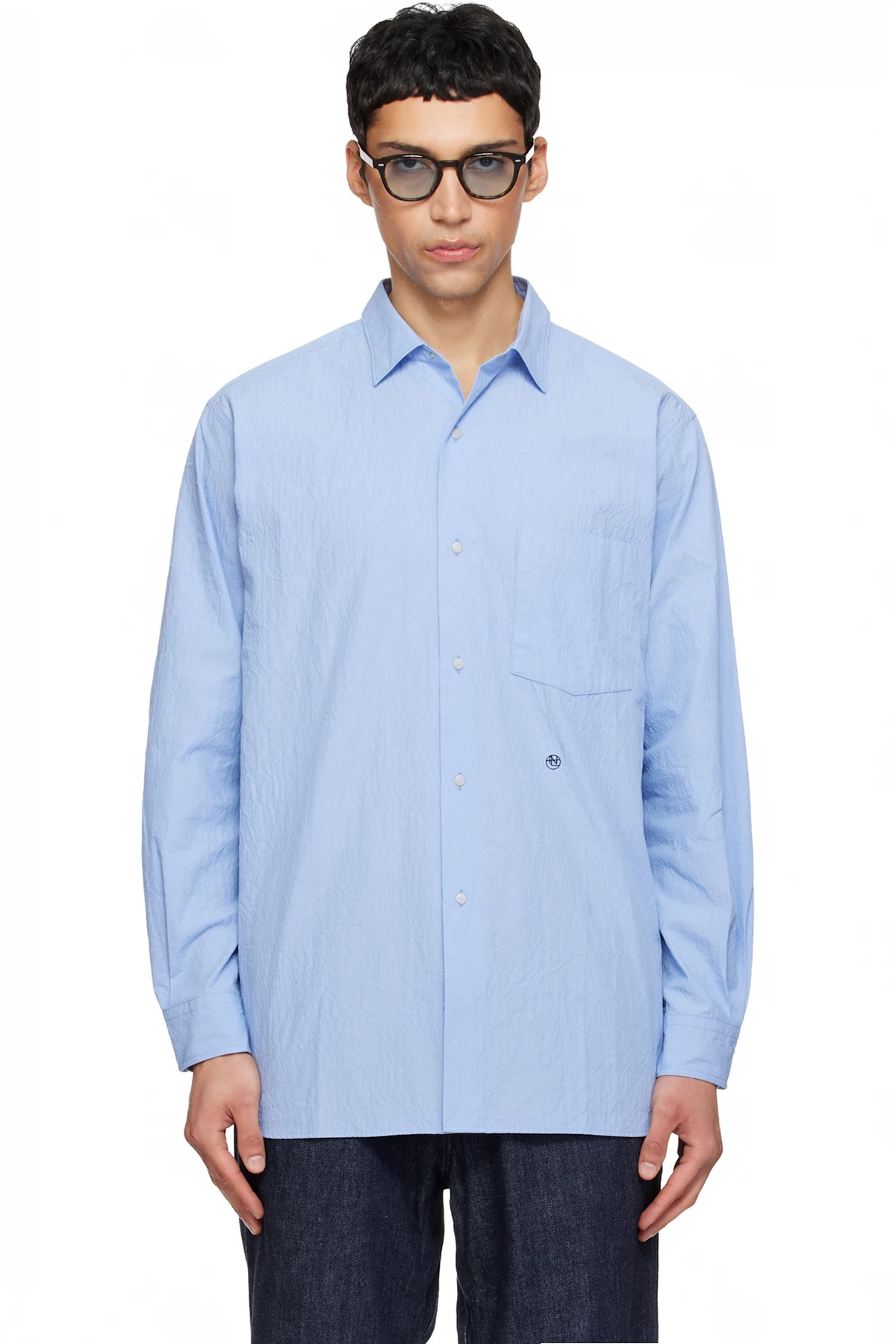 Blue Regular Collar Wind Shirt