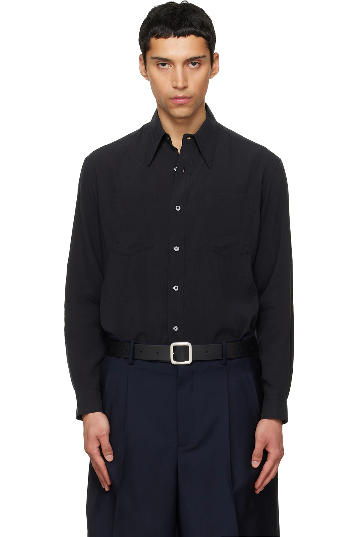 Black Silk Crepe Shirt