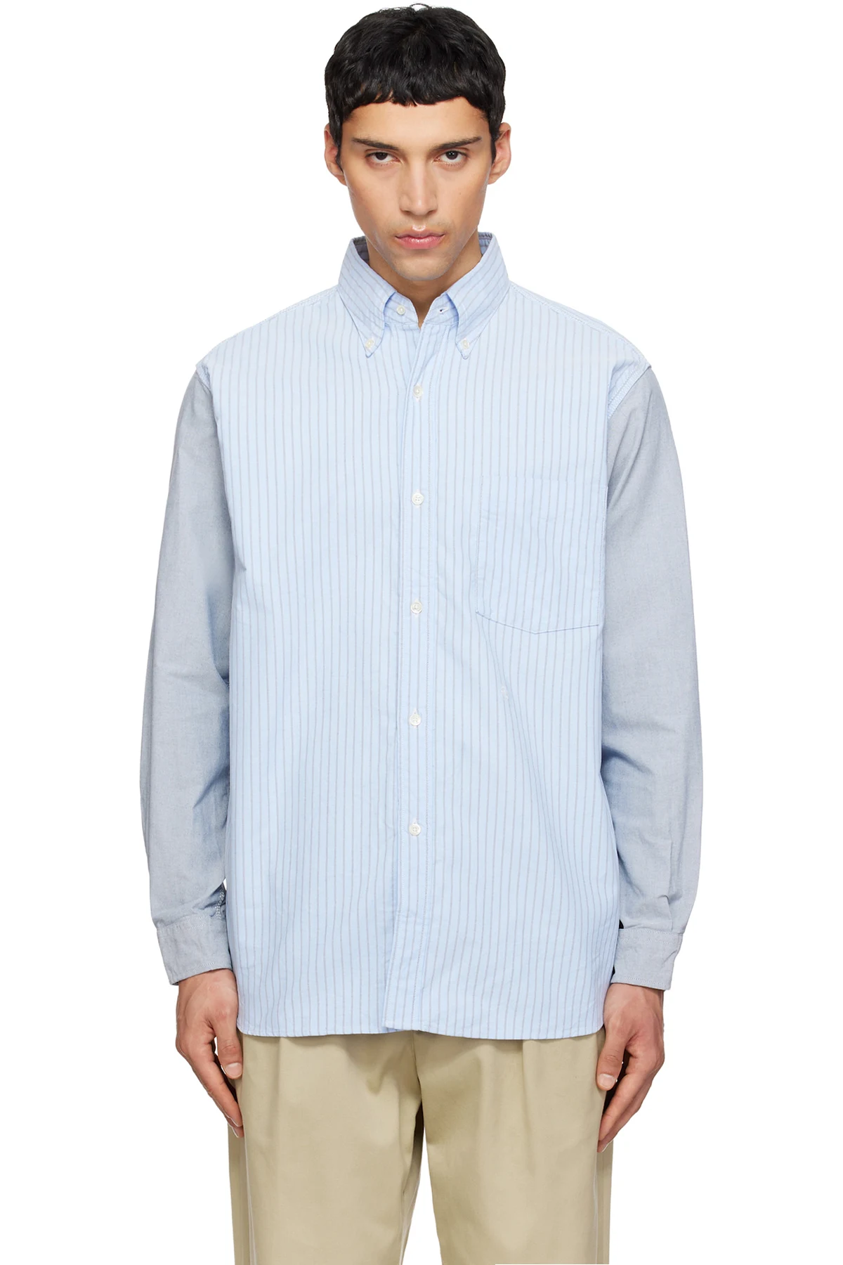Blue & Gray Button Down Stripe Storm Shirt