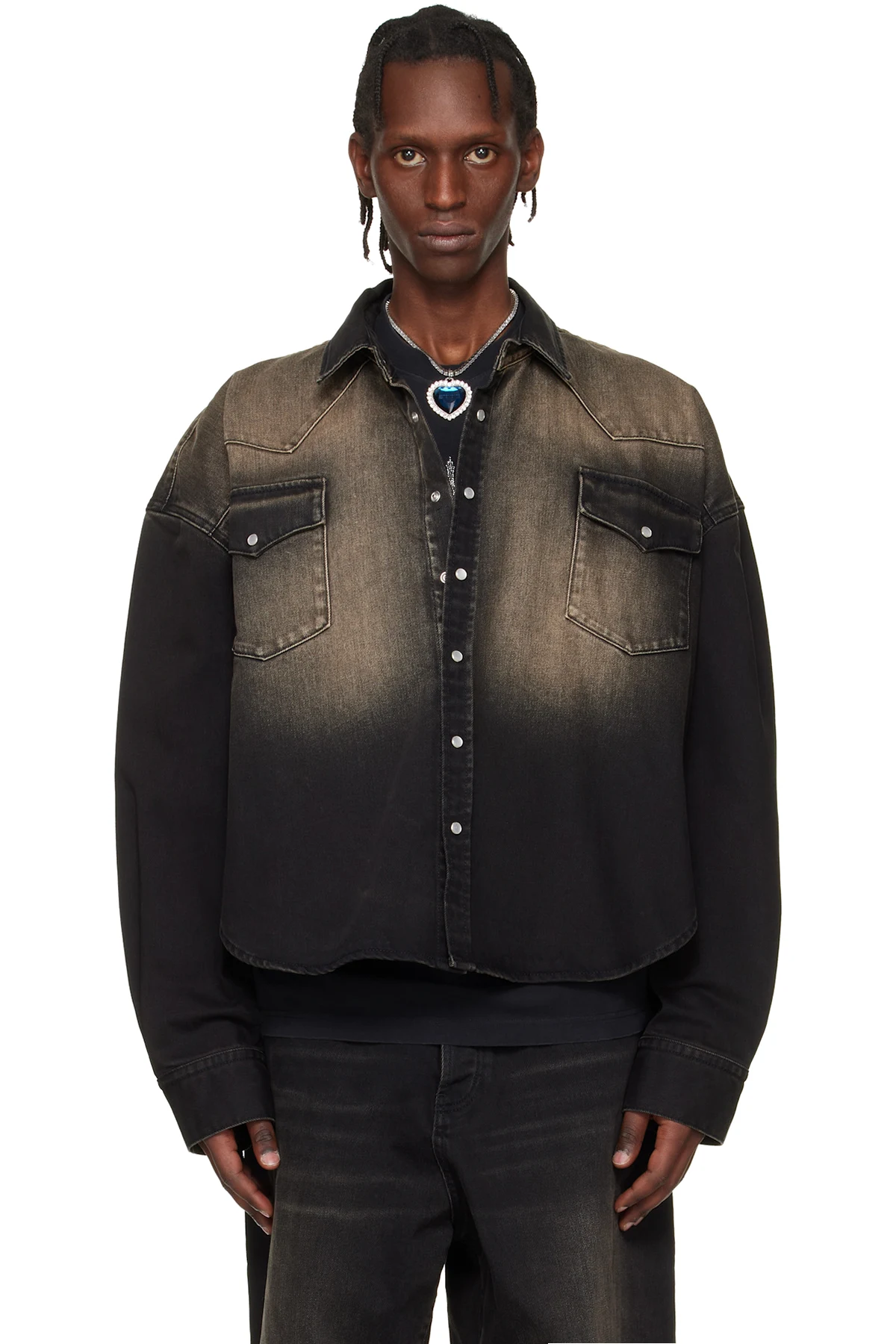 Black Cowboy Denim Shirt