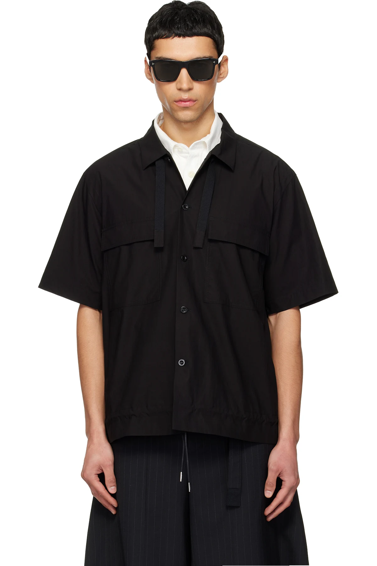 Black Cotton Typewriter Shirt