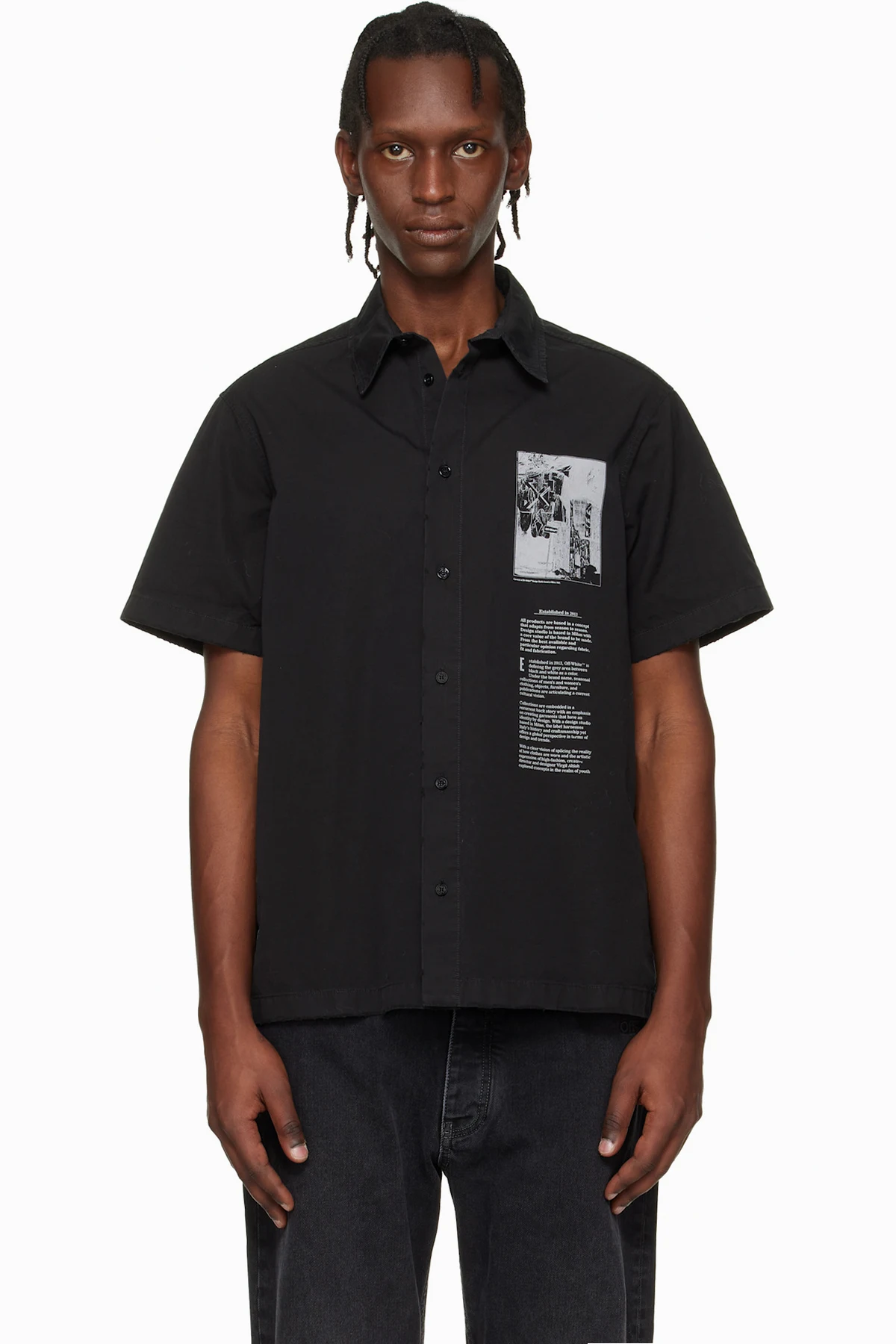 Black Emblem Poplin Slim Bowling Shirt