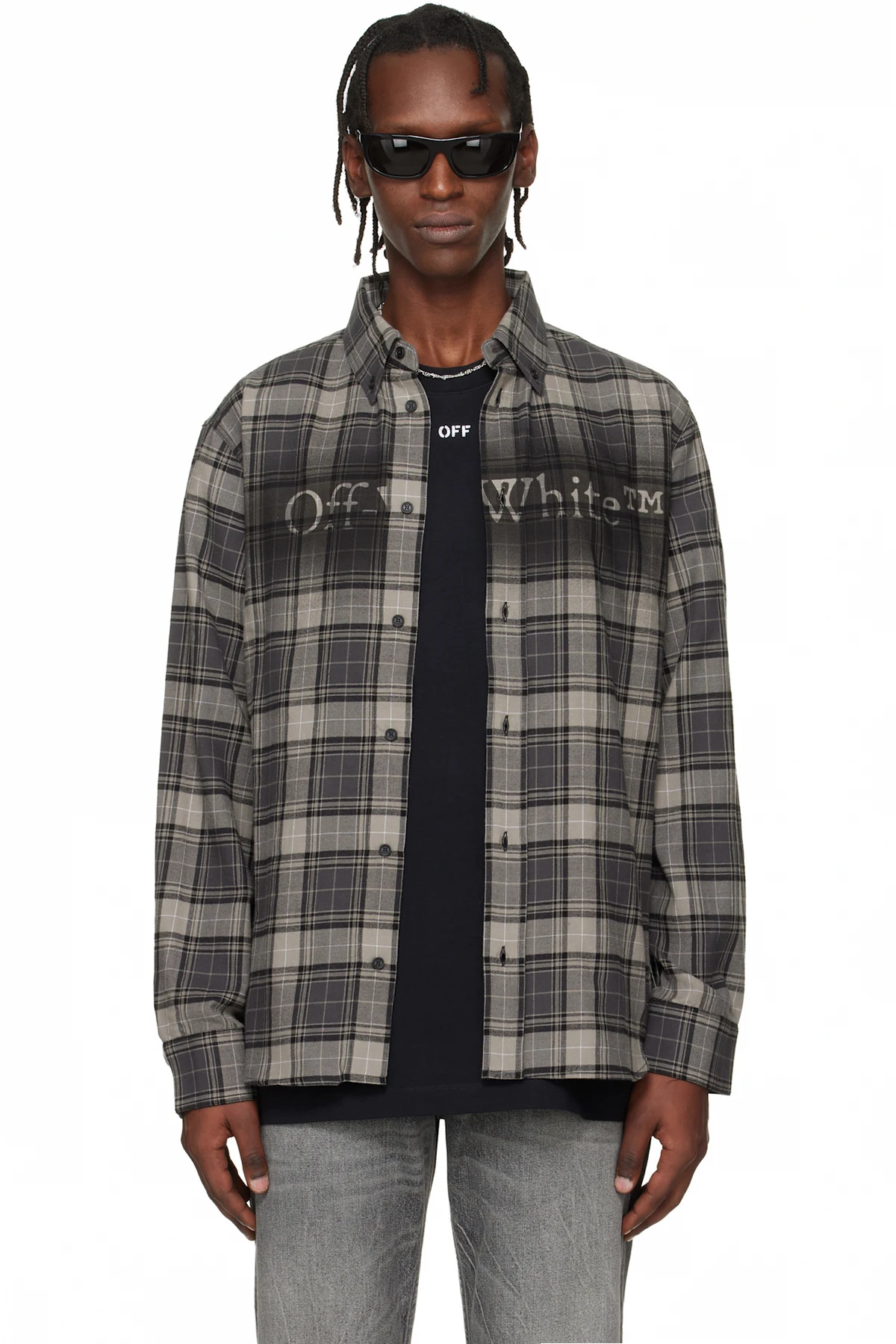 Gray Spray Book Check Flannel Shirt