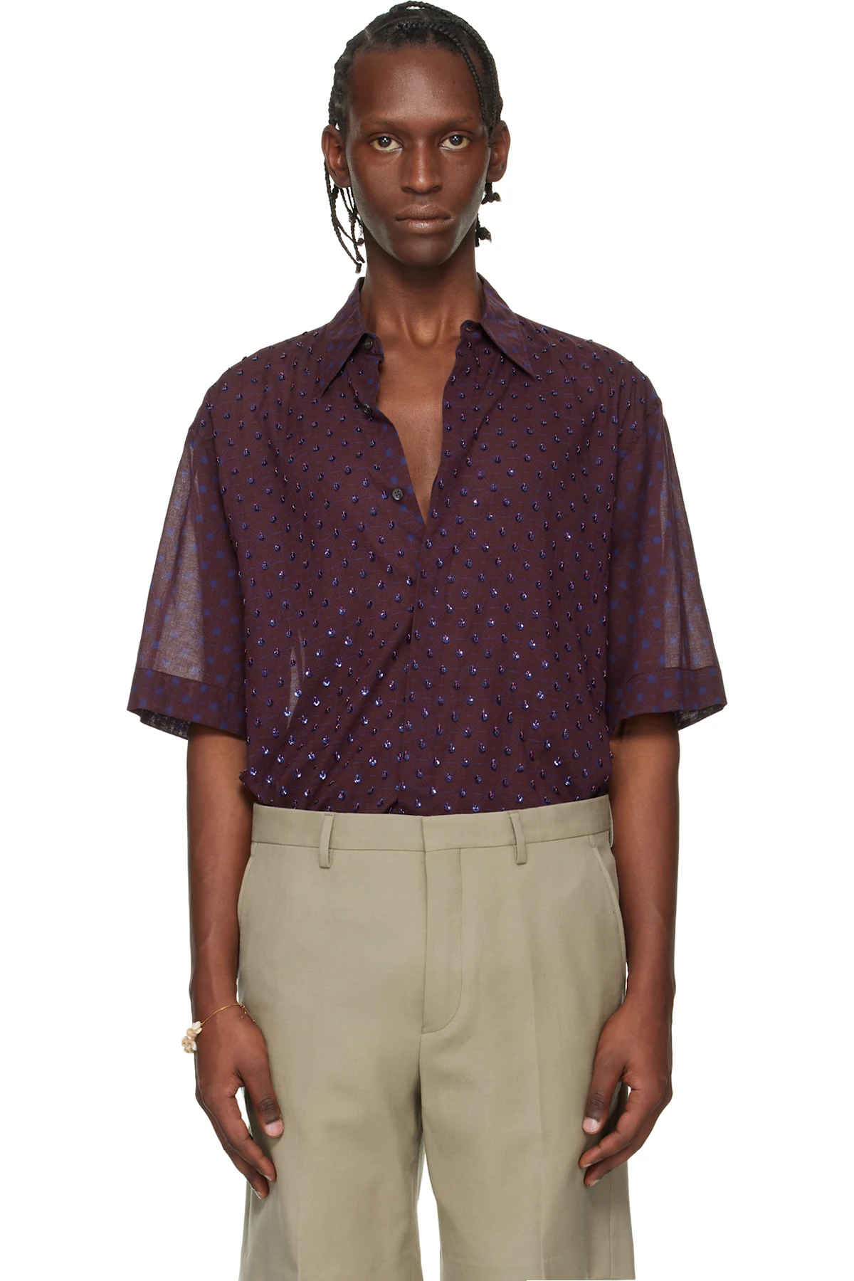 Burgundy Sequinned Shirt
