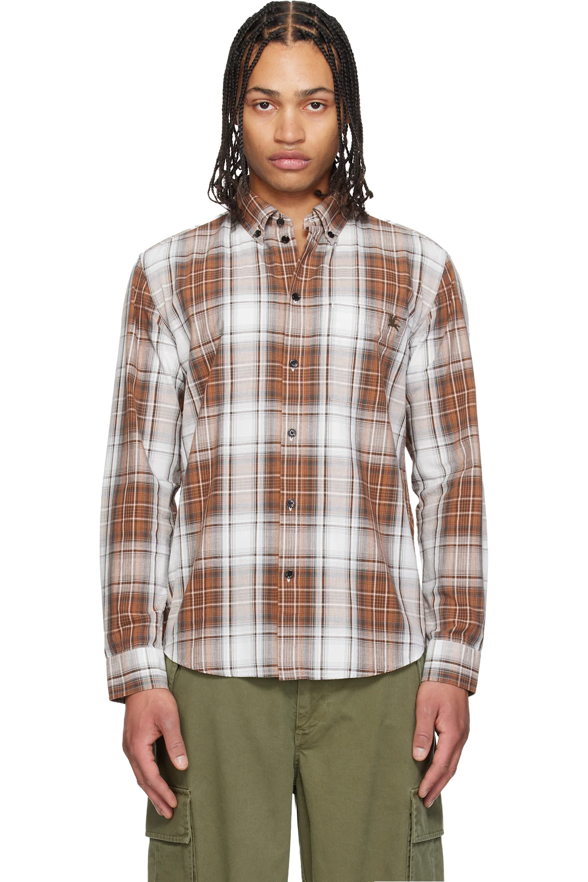 Brown & White Madras Check Cotton Shirt