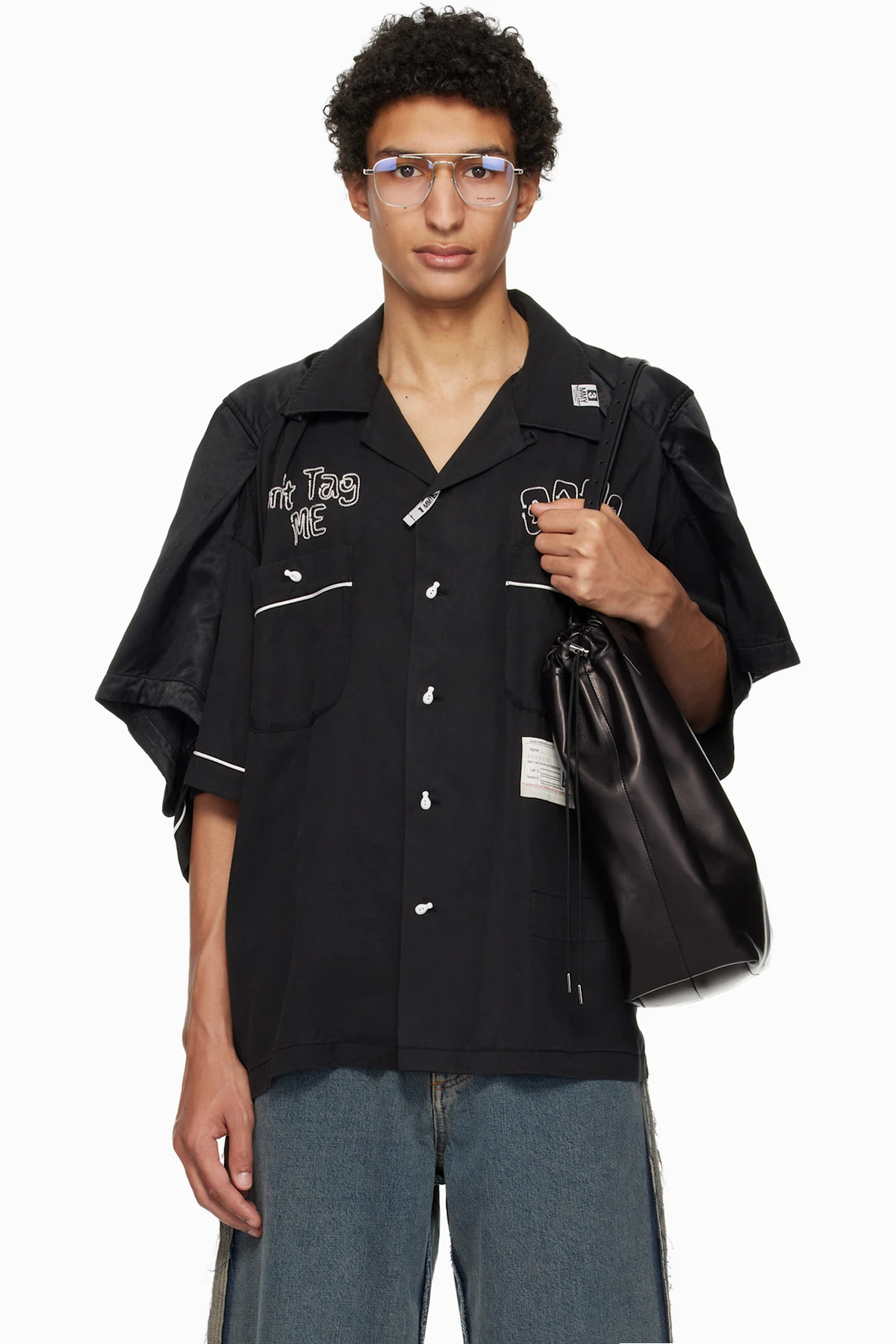 Black W Sleeve Bowling Shirt