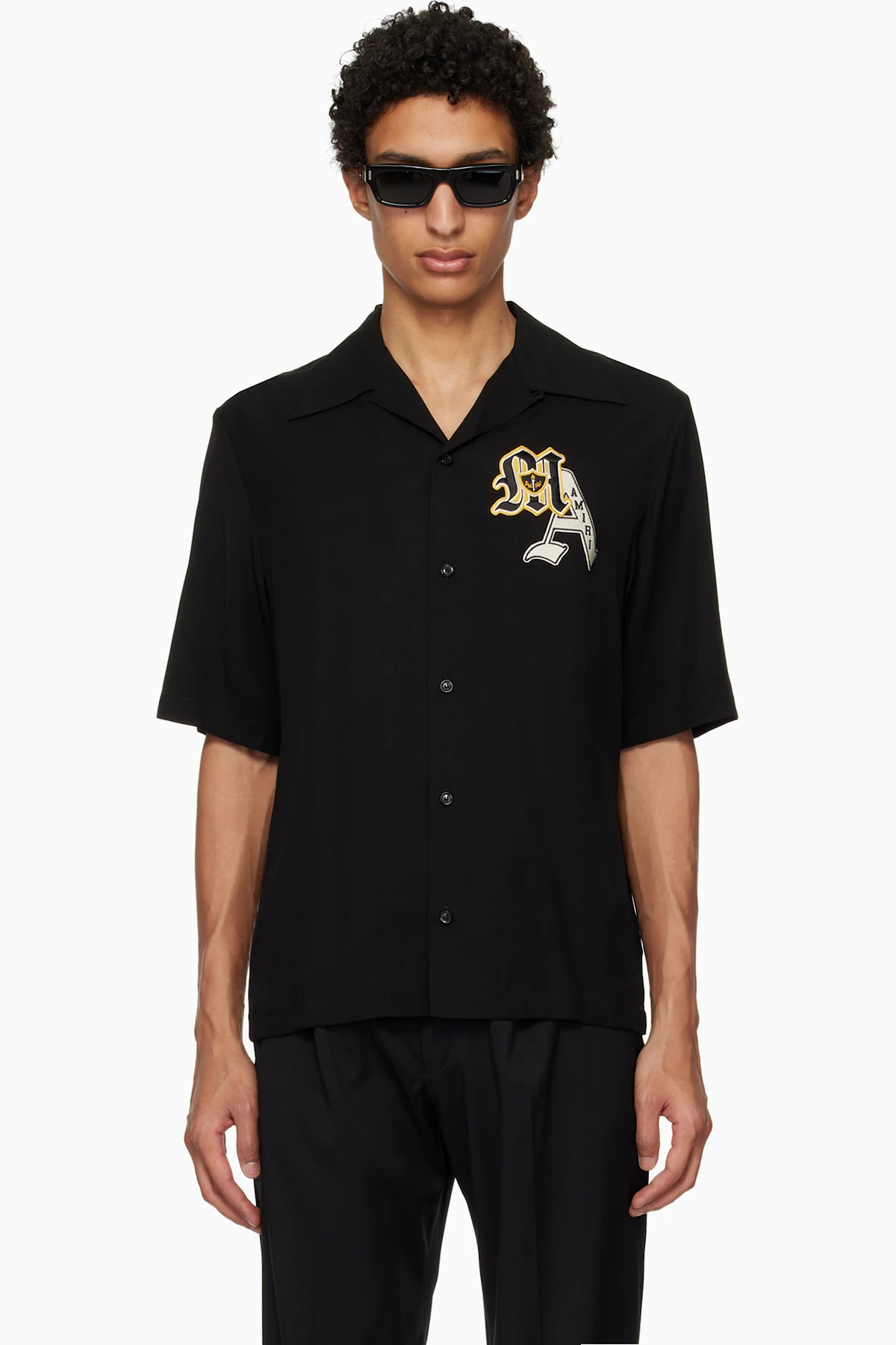 Black Varsity Patch Camp Shirt