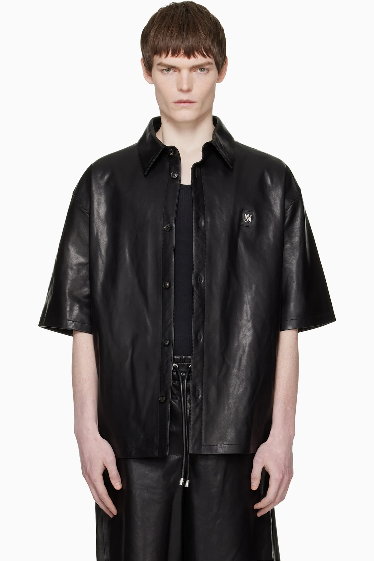 Black MA Oversized Leather Shirt