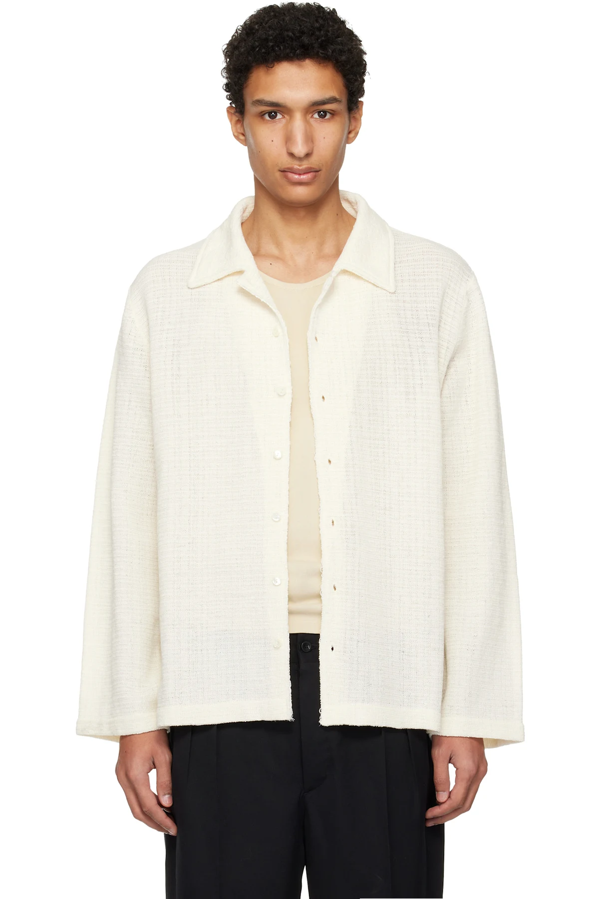 Off-White Long-Sleeved Textured Shirt