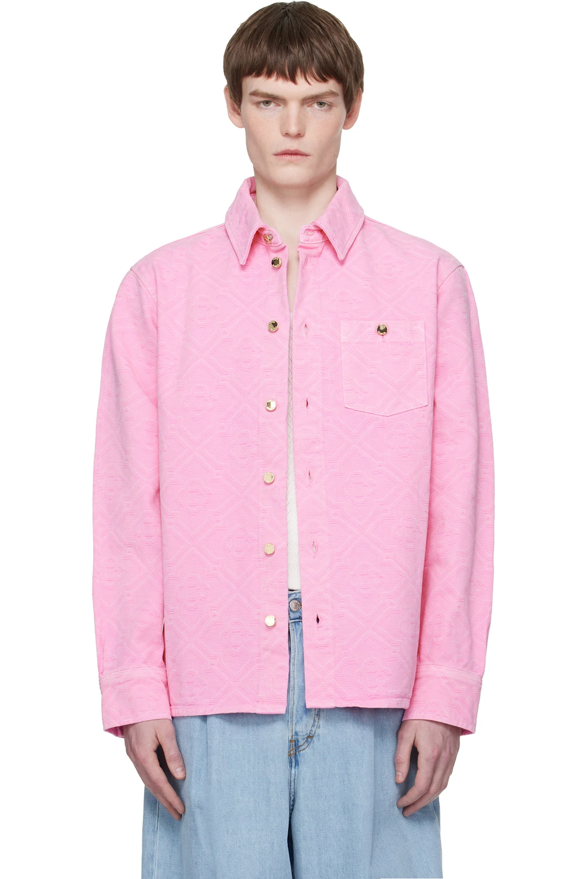 Pink Laser Monogram Denim Shirt