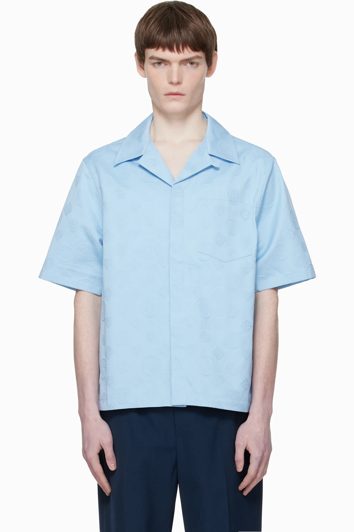 Blue Monogram Short Sleeve Shirt