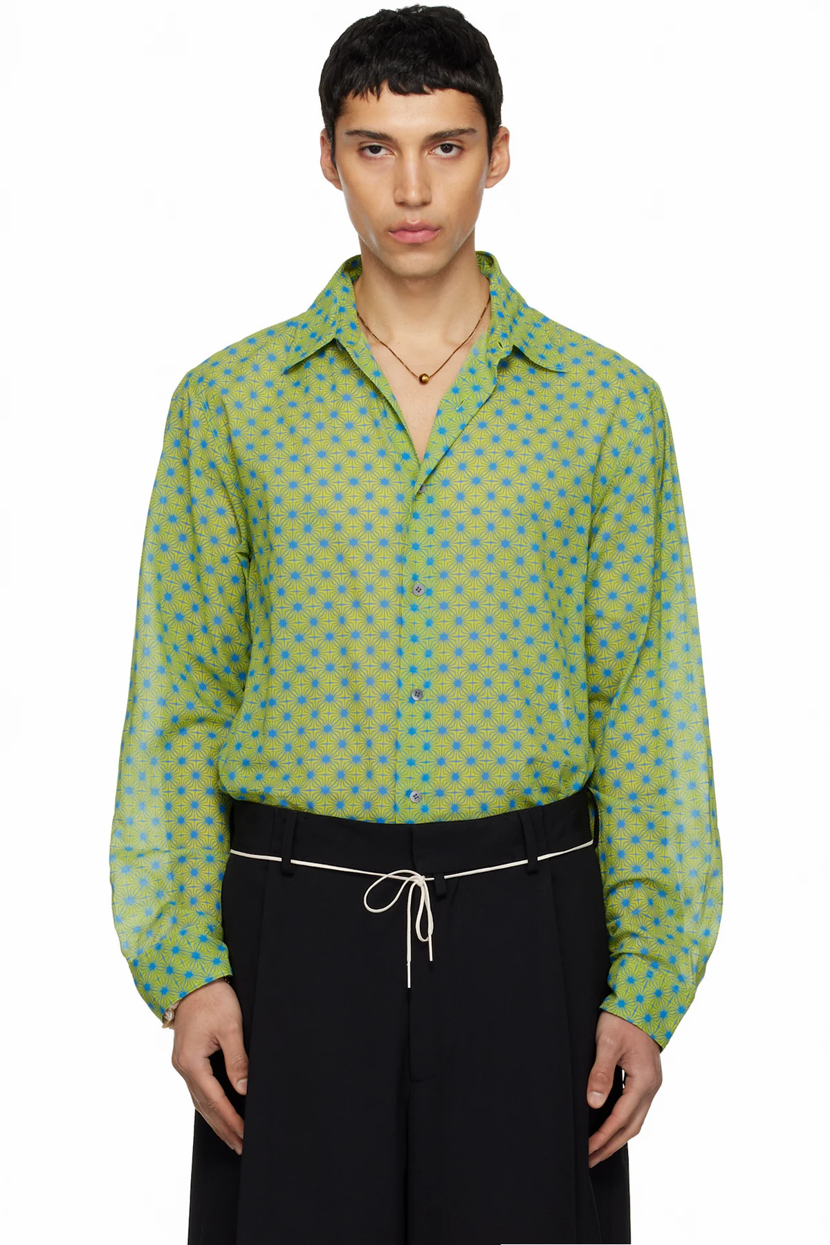 Green & Blue Printed Cotton Shirt