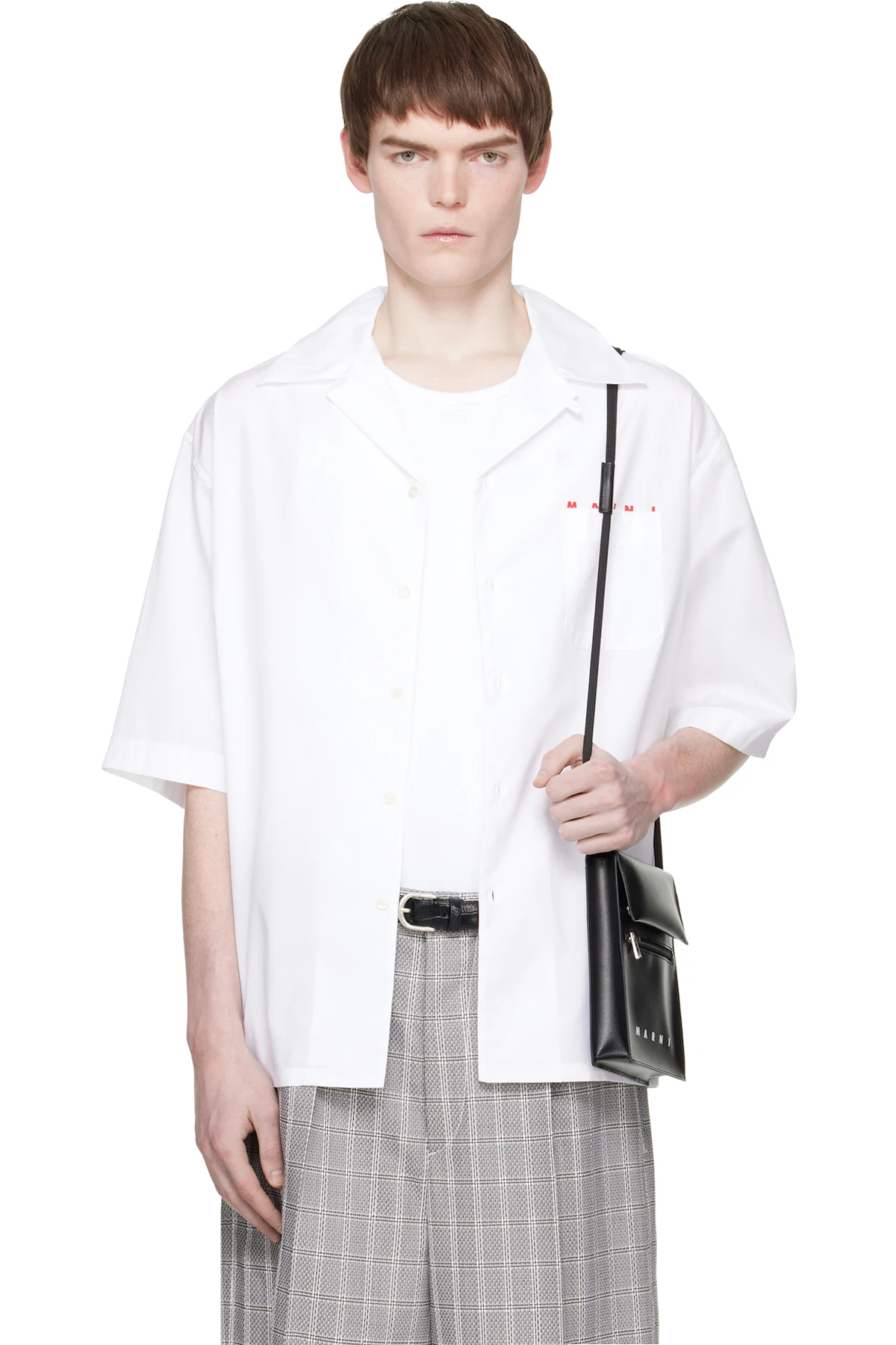 White Peeping Marni Logo Bowling Shirt