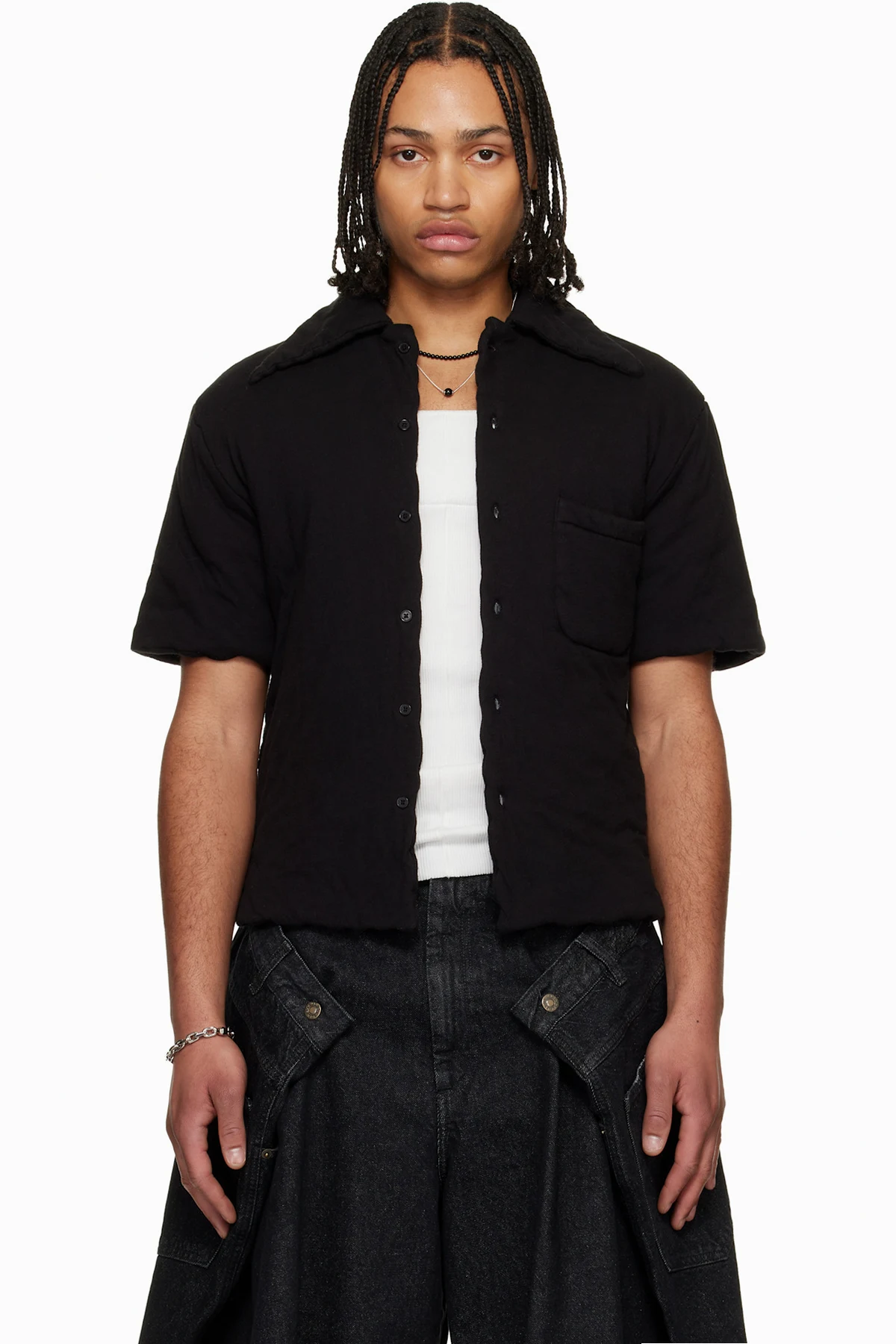 Black Wadded Shift Shirt