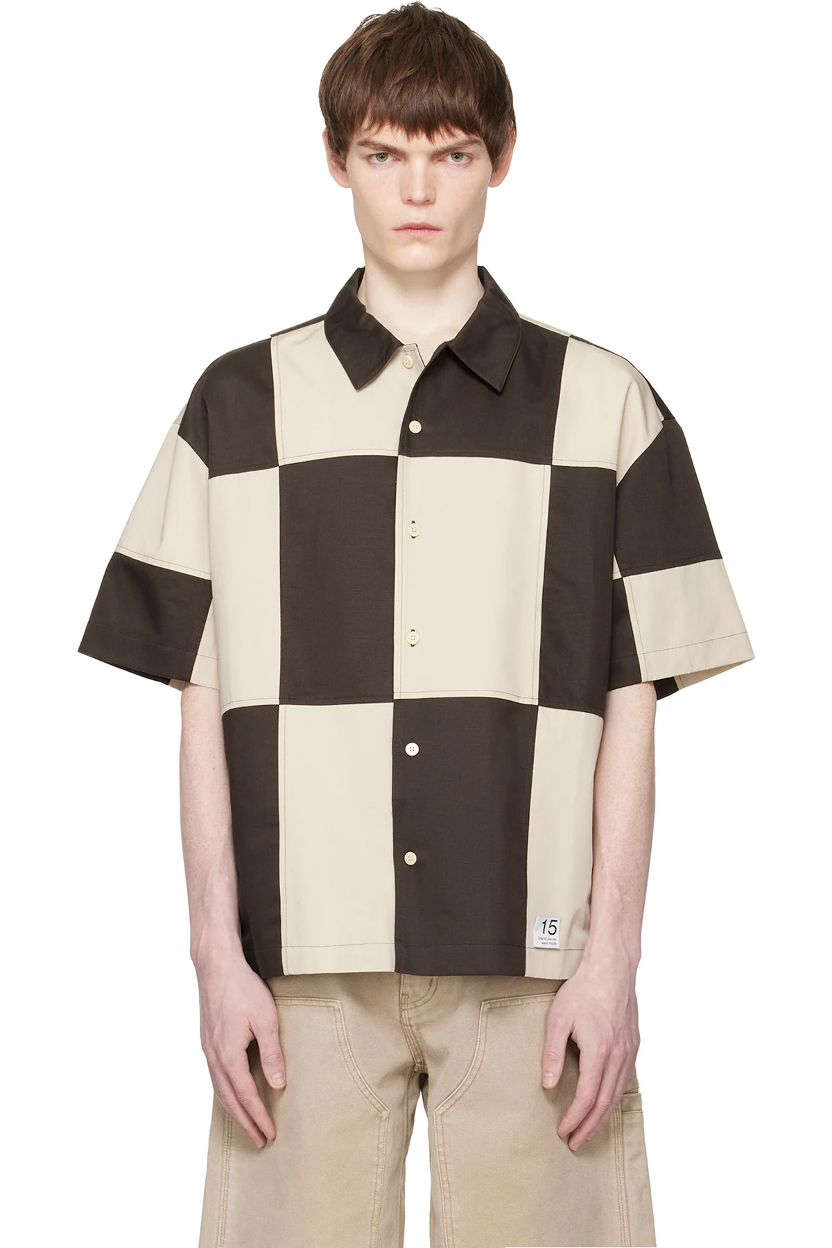 Brown & Off-White Checkerboard Shirt