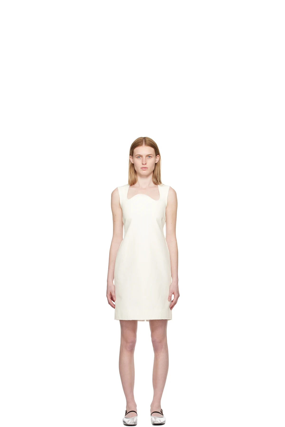 White Signature Curved Neck Minidress