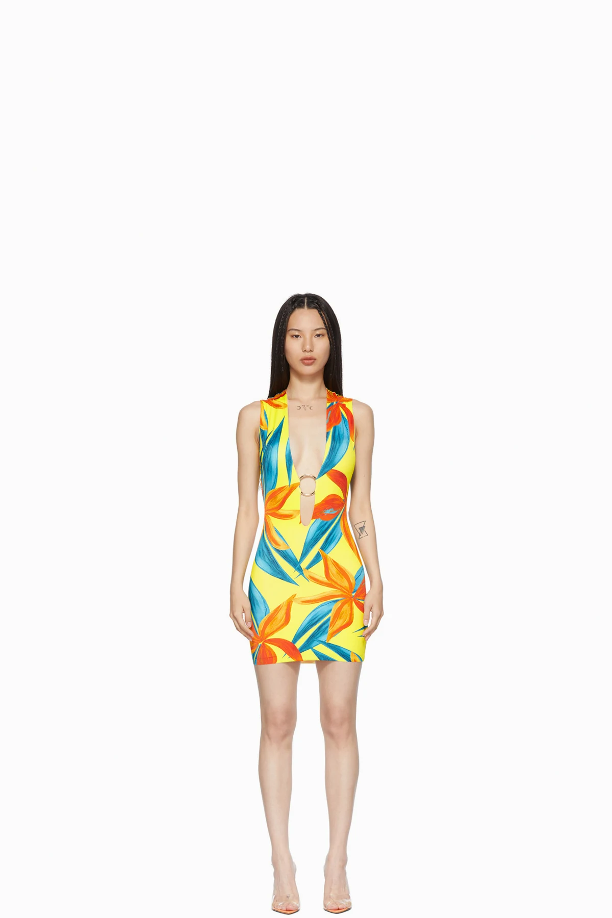 SSENSE Exclusive Yellow & Orange Sleeveless Ring Dress
