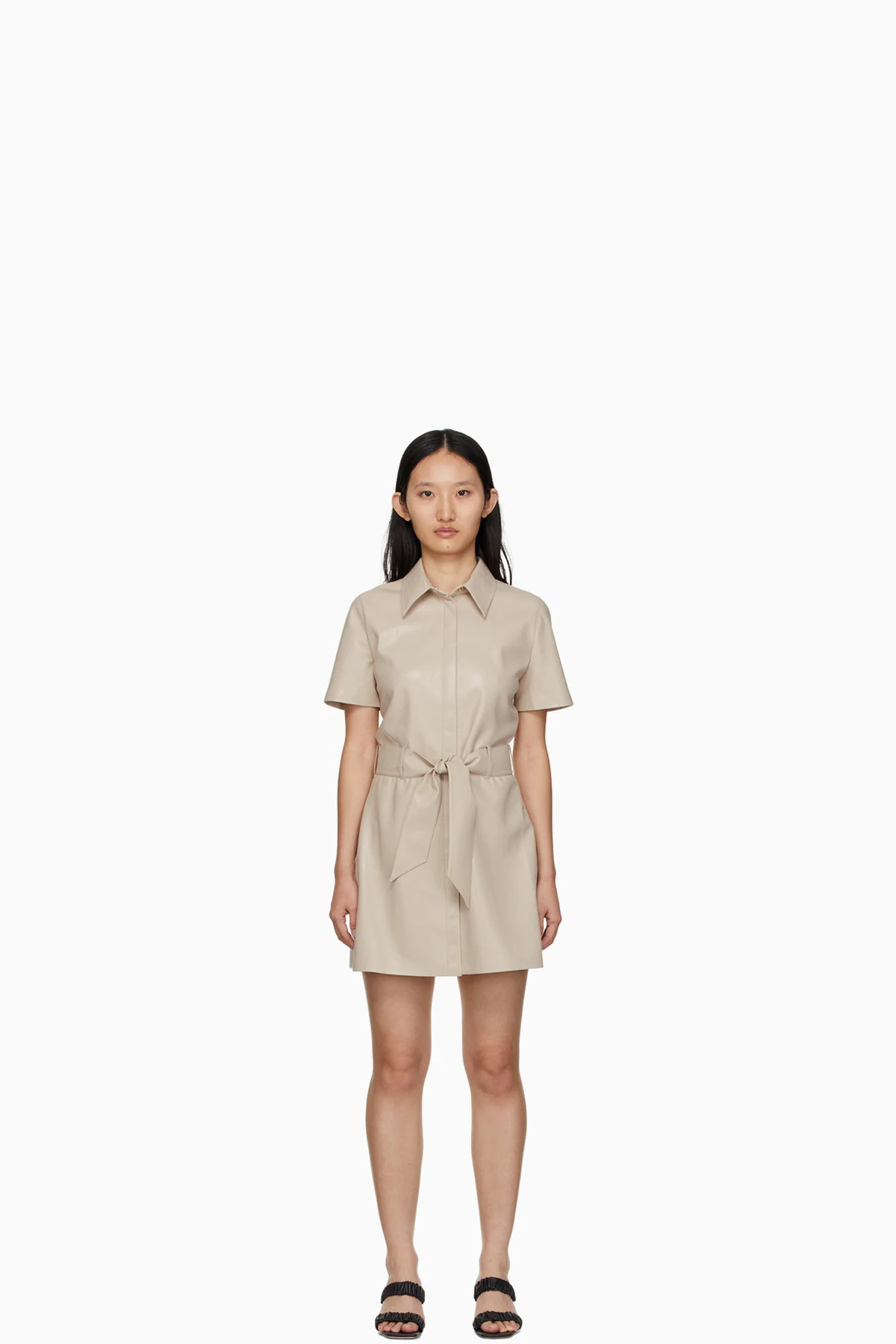 Taupe Halli Shirt Vegan Leather Dress