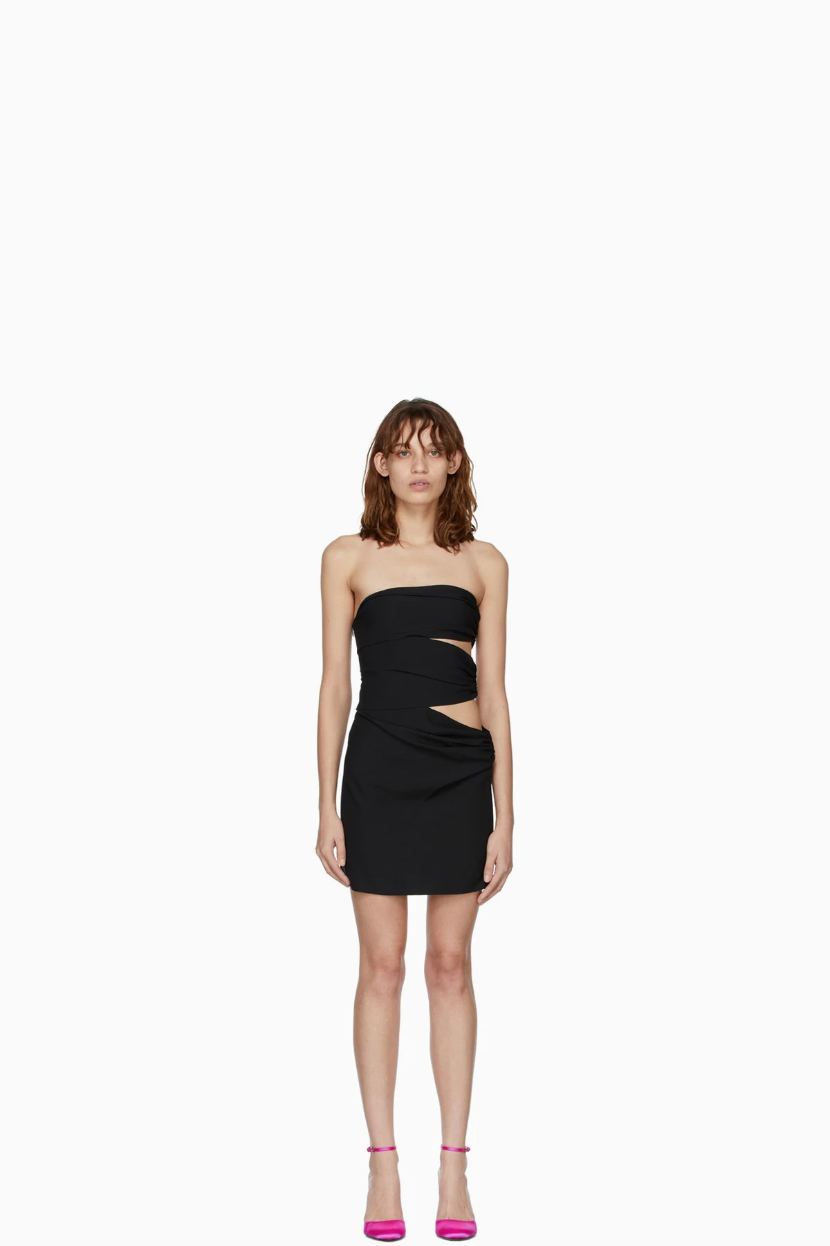 Black Asymmetrical Cut-Out Tube Short Dress