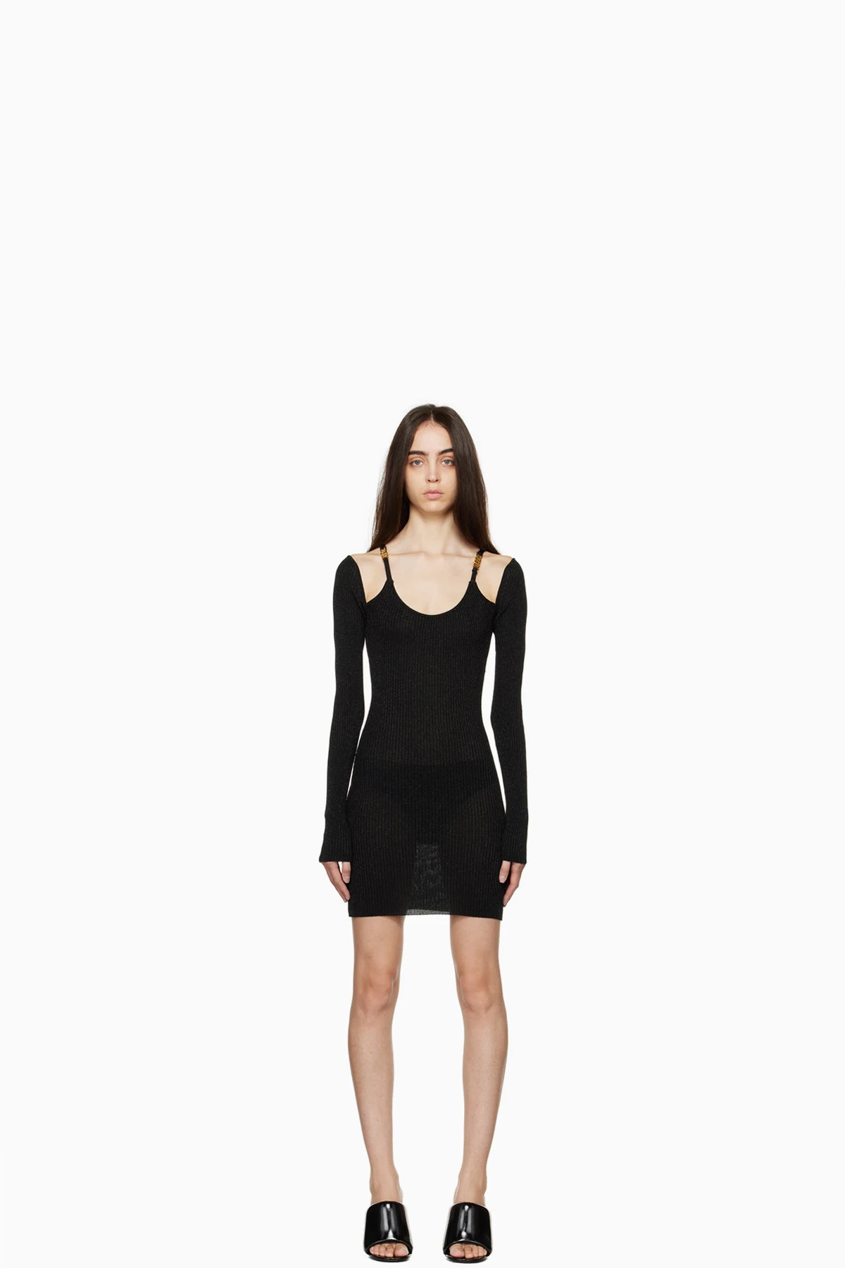 Black Scoop Neck Minidress