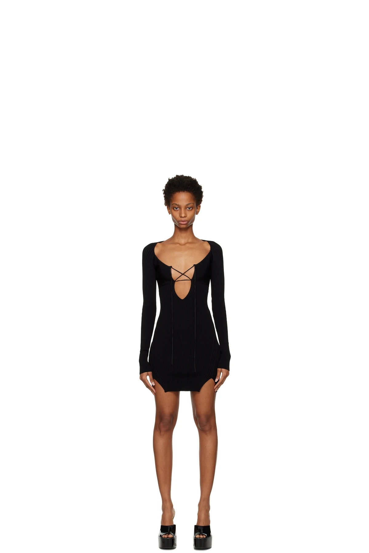 Black Lace Up Minidress