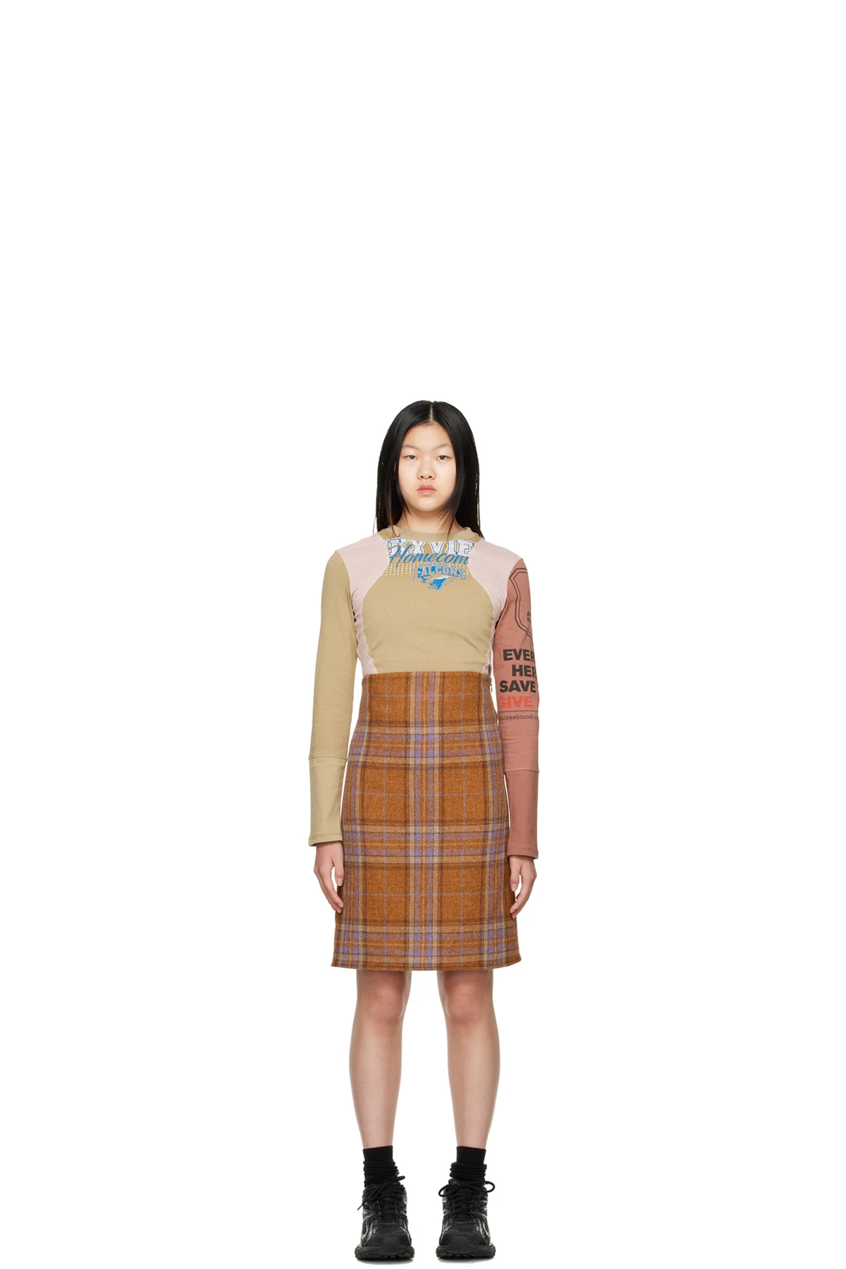 Orange Plaid Miniskirt