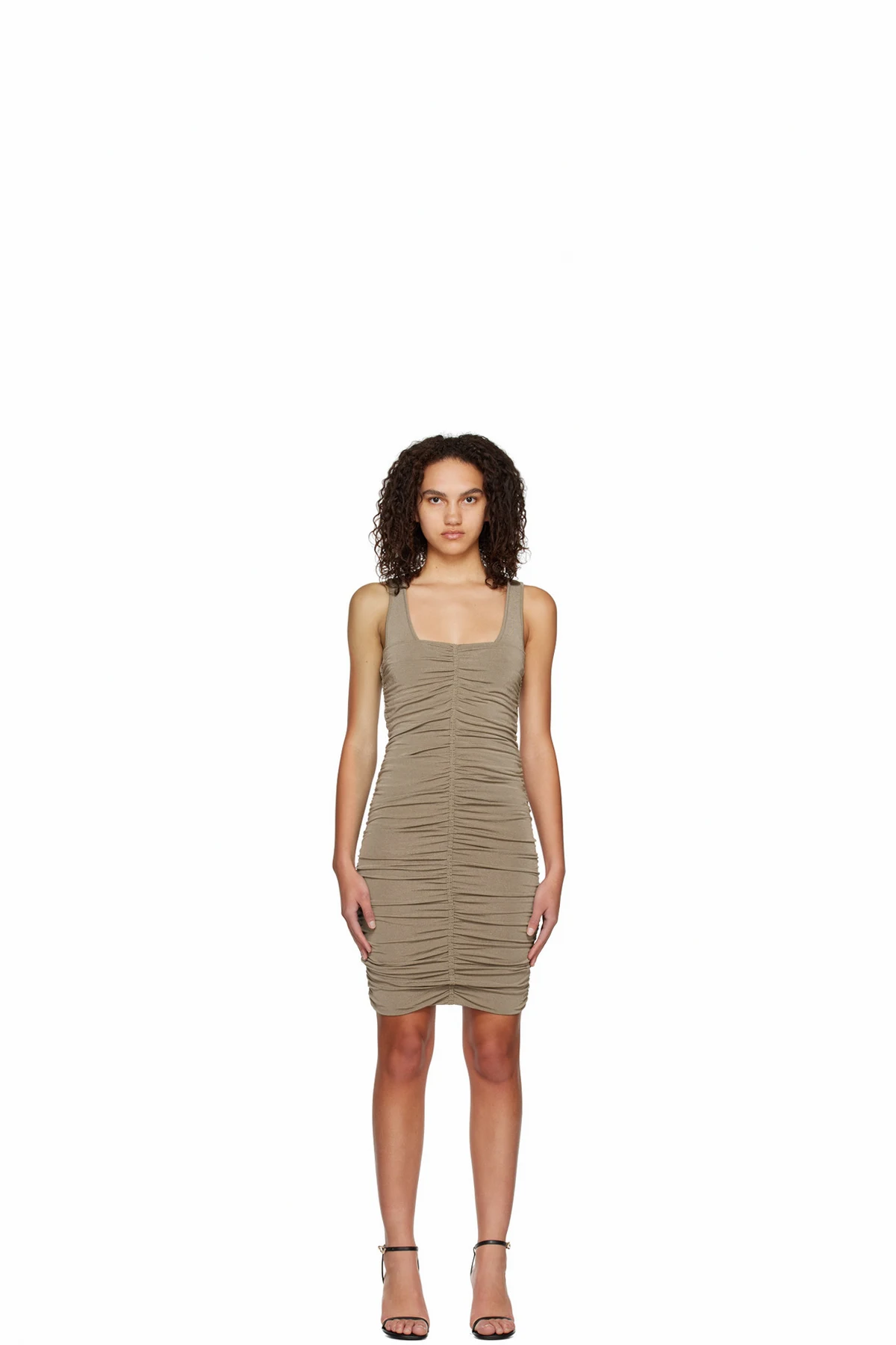 Beige Ruched Minidress