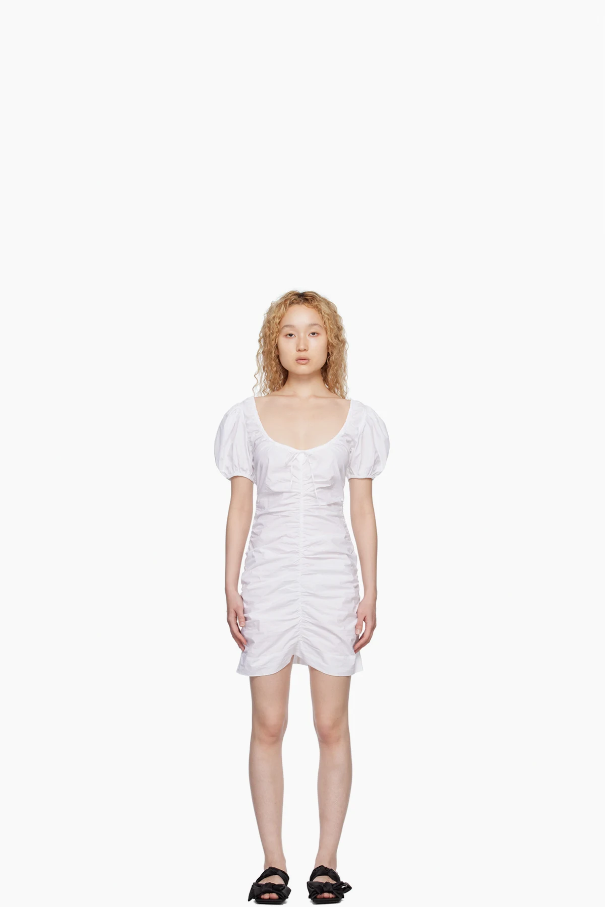 White Ruched Minidress