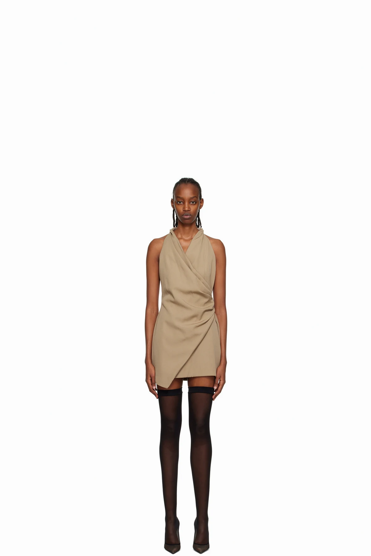 Taupe Draped Minidress