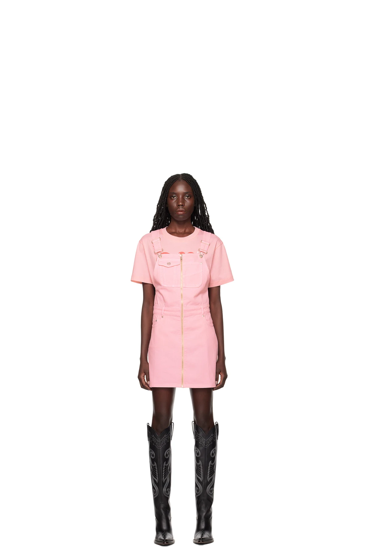 Pink Pocket Denim Minidress