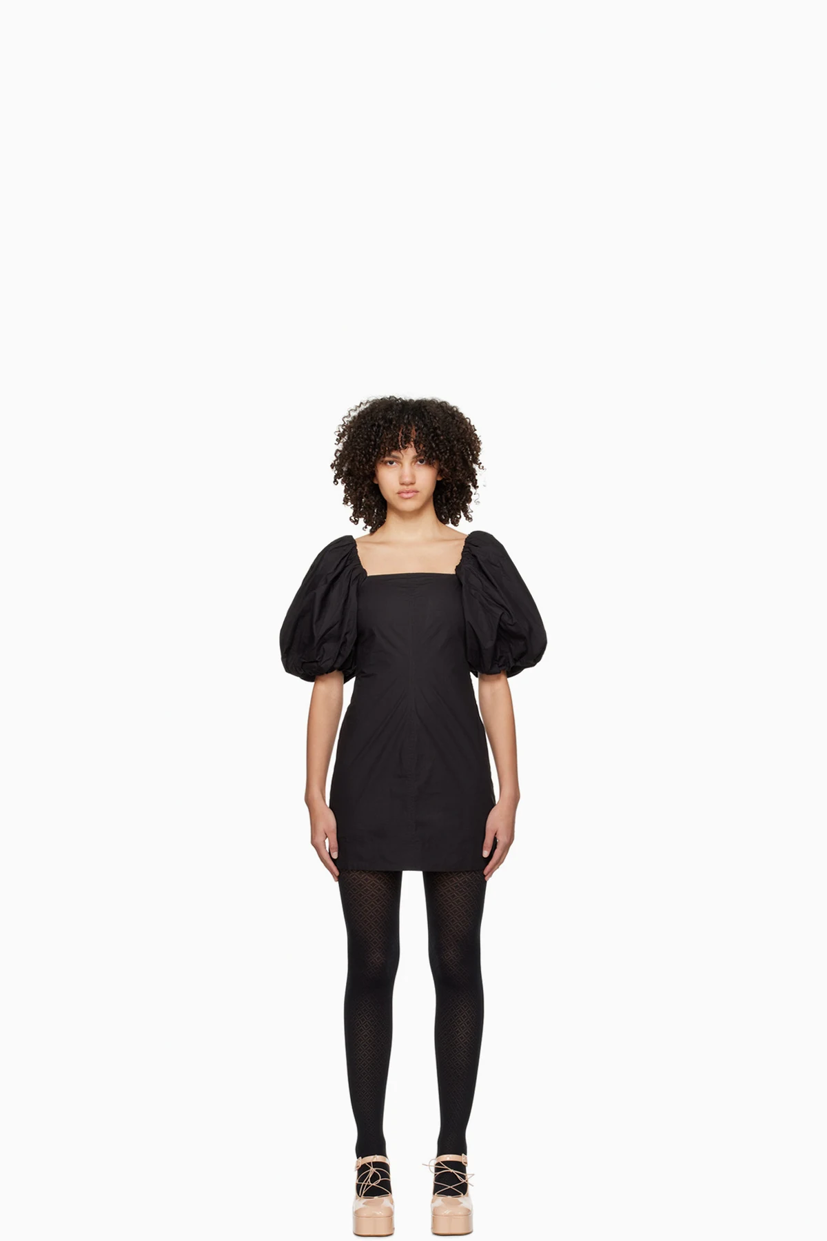 Black Twisted Sleeves Minidress