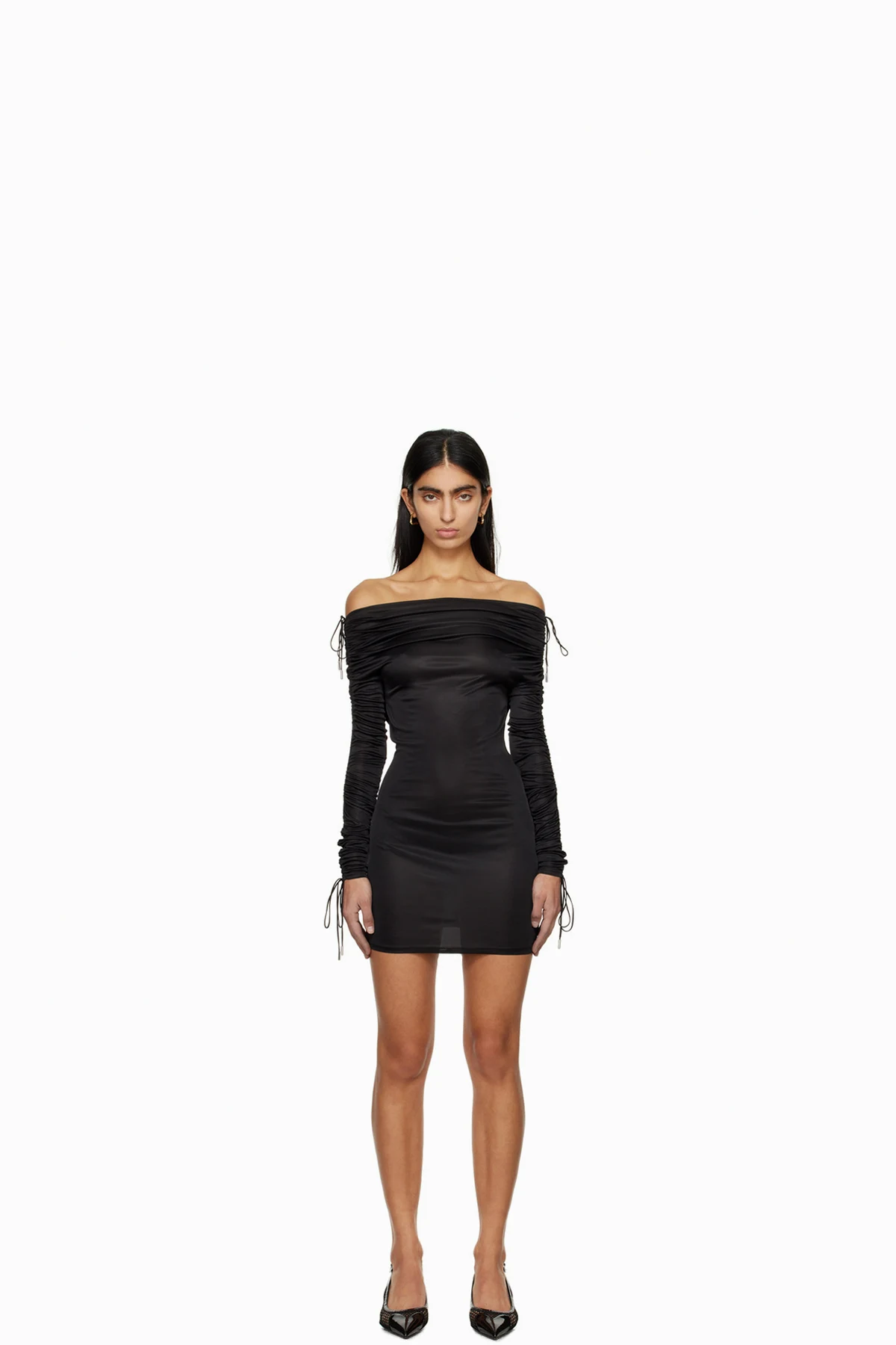 Black Ruched Minidress