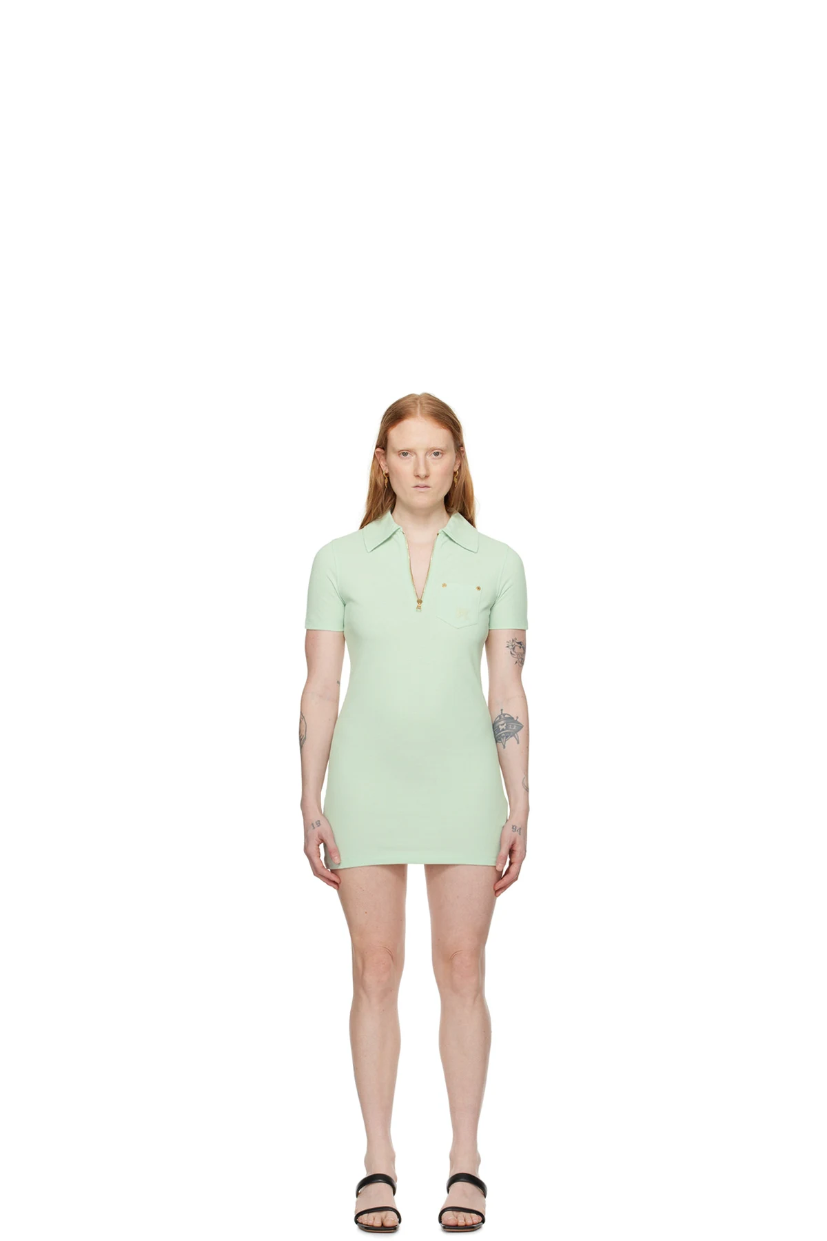 Green Half-Zip Minidress