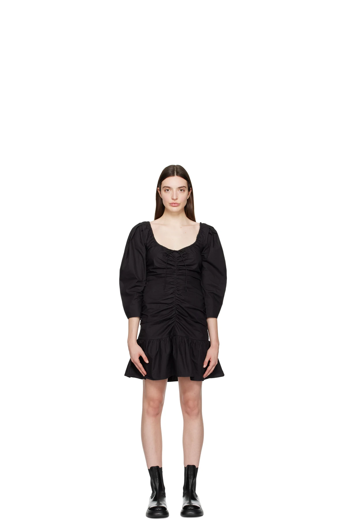 Black Gathered Minidress