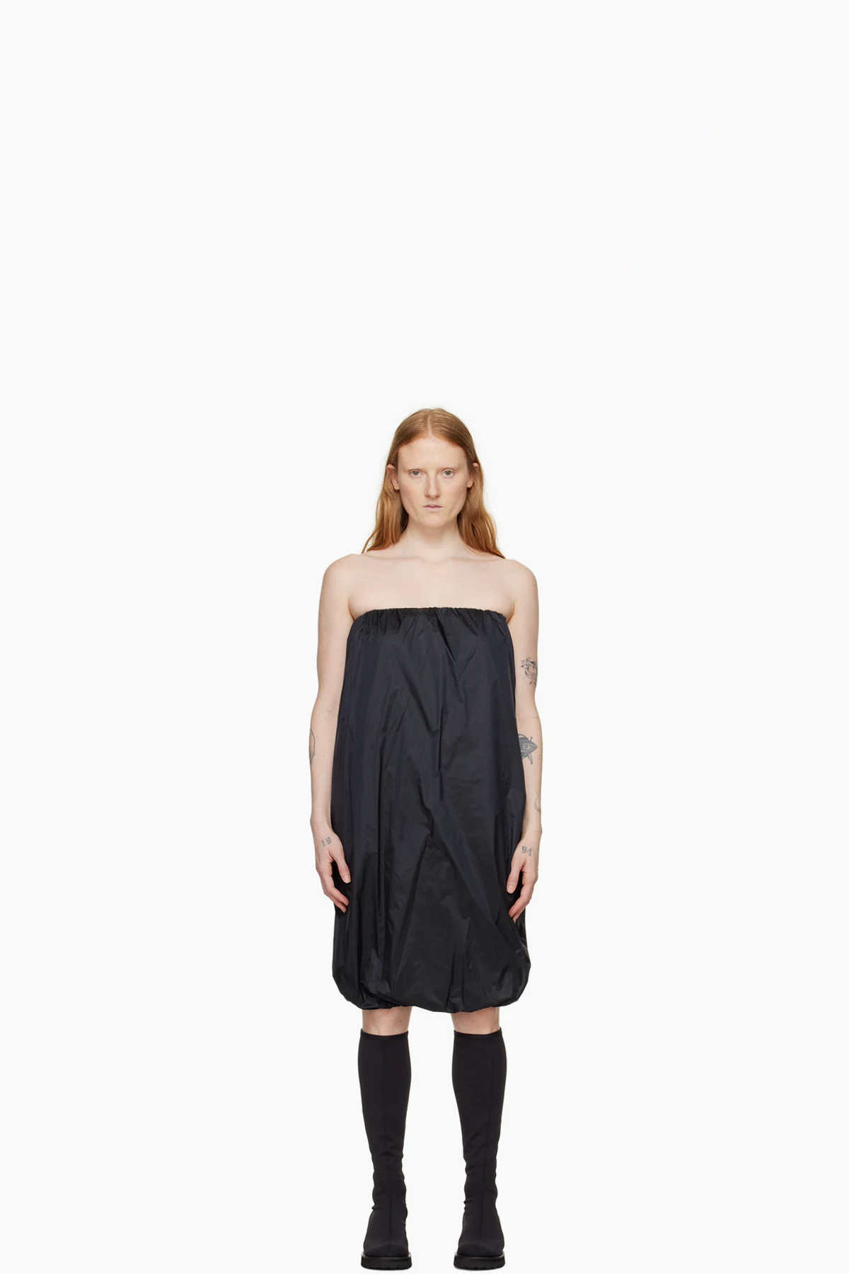 Black Shirred Mini Dress