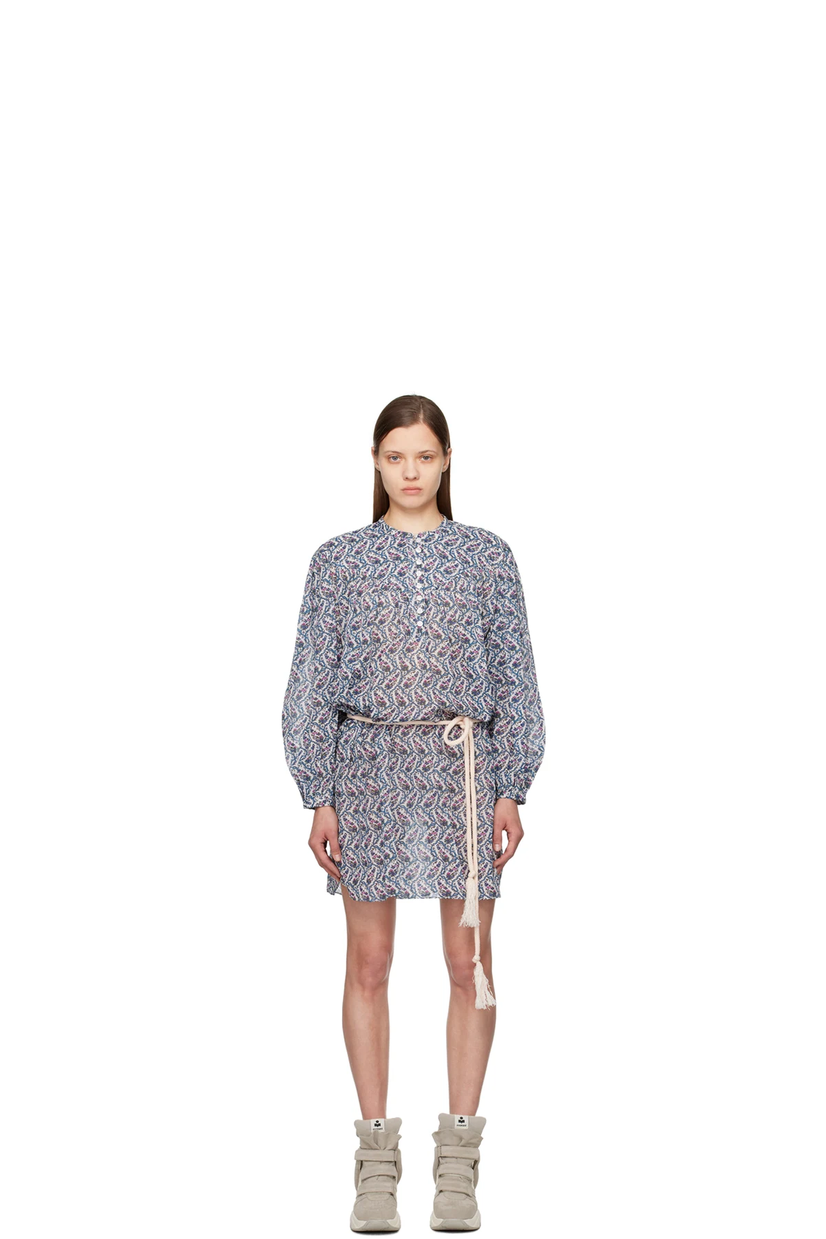 Off-White & Blue Kildi Minidress