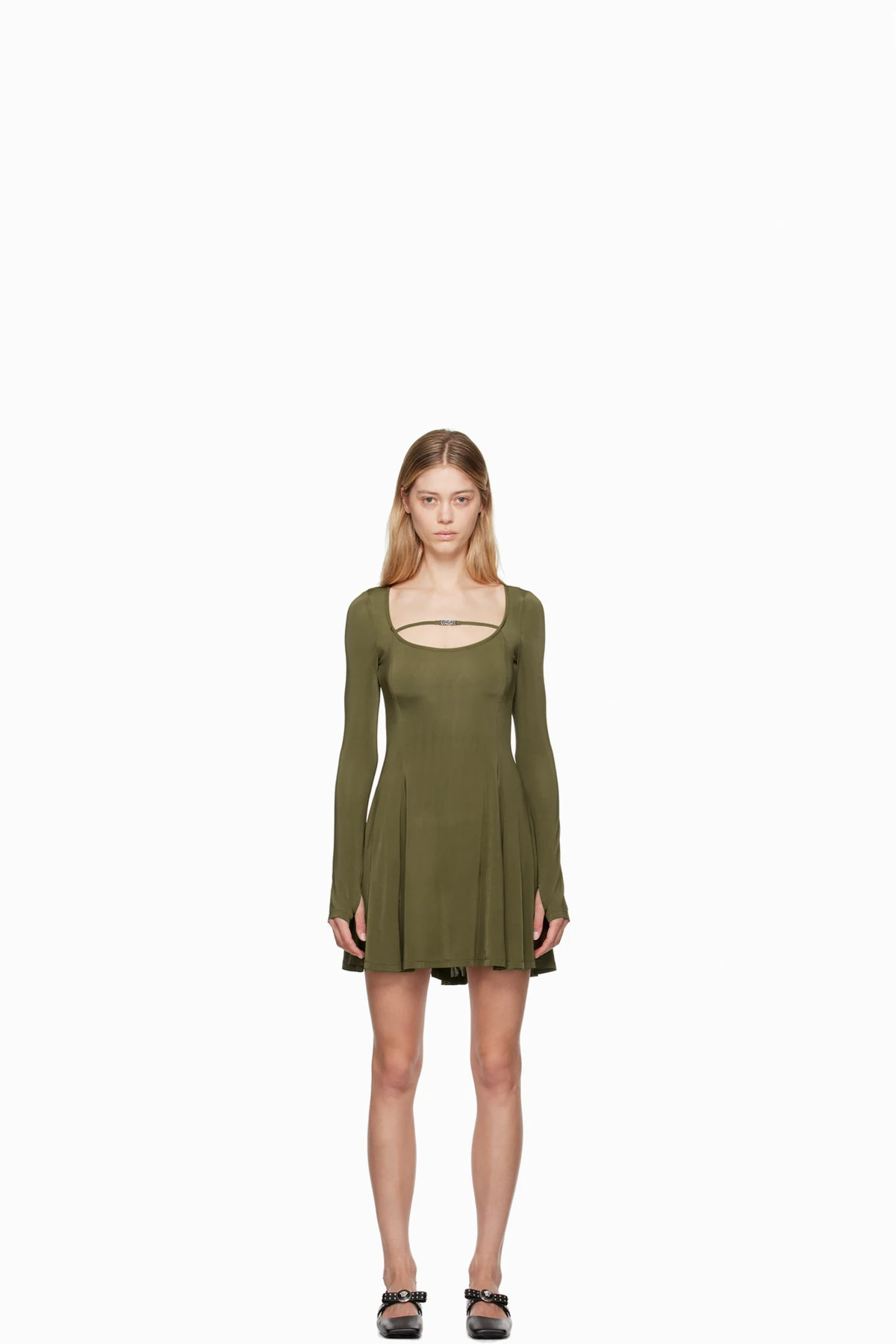 Khaki Flared Minidress