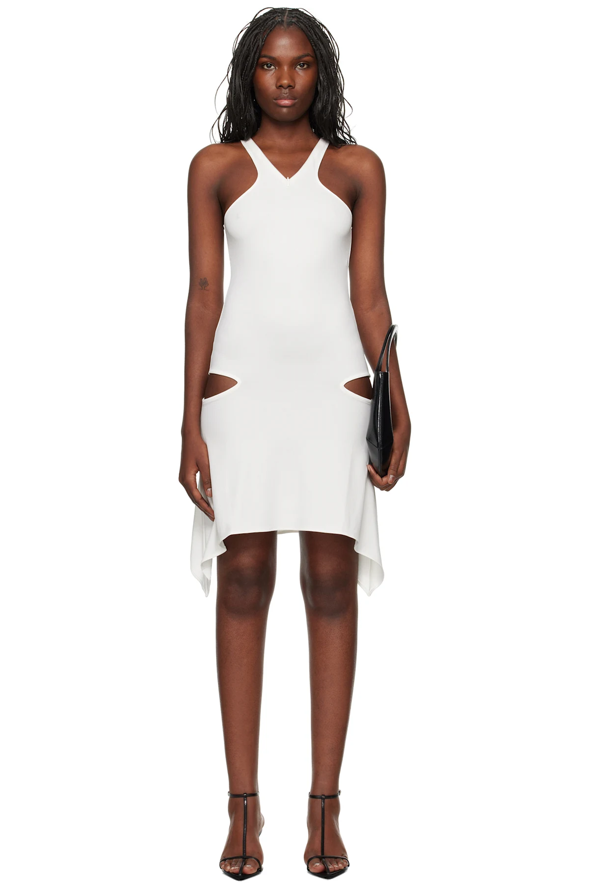 White Criss Cross Jersey Minidress