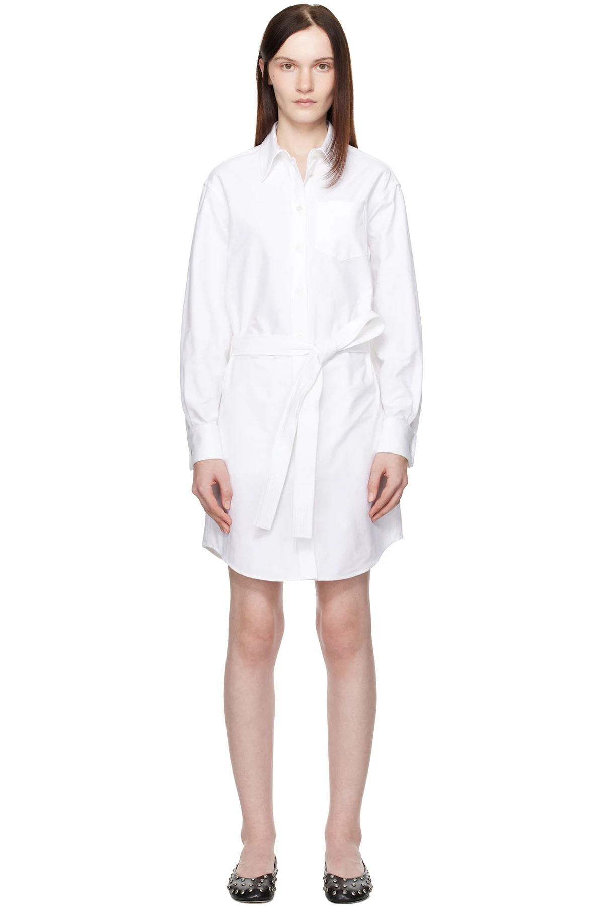 White Kenzo Paris Kimono Sleeve Shirt Minidress