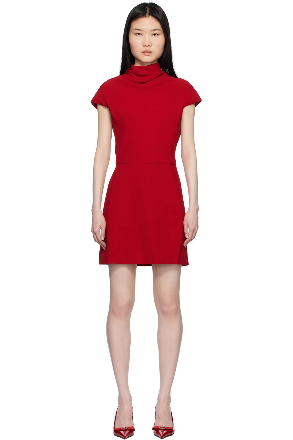 Red Viscose Mix Cady Minidress