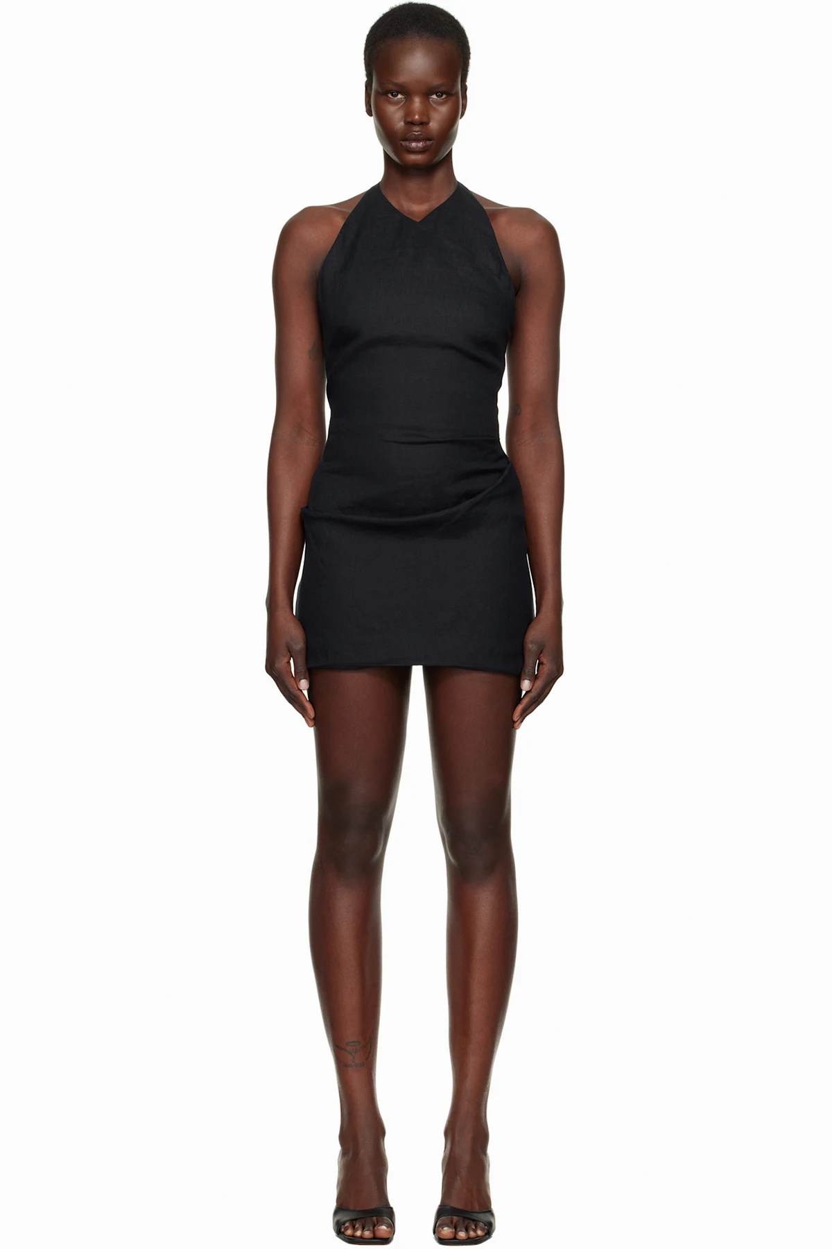 Black Marianna Halter Minidress