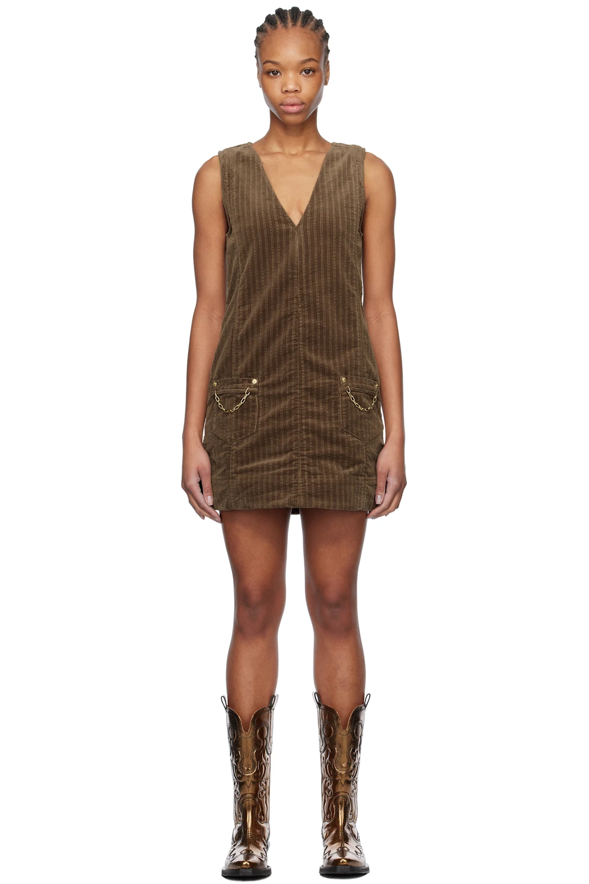 Brown Corduroy Minidress