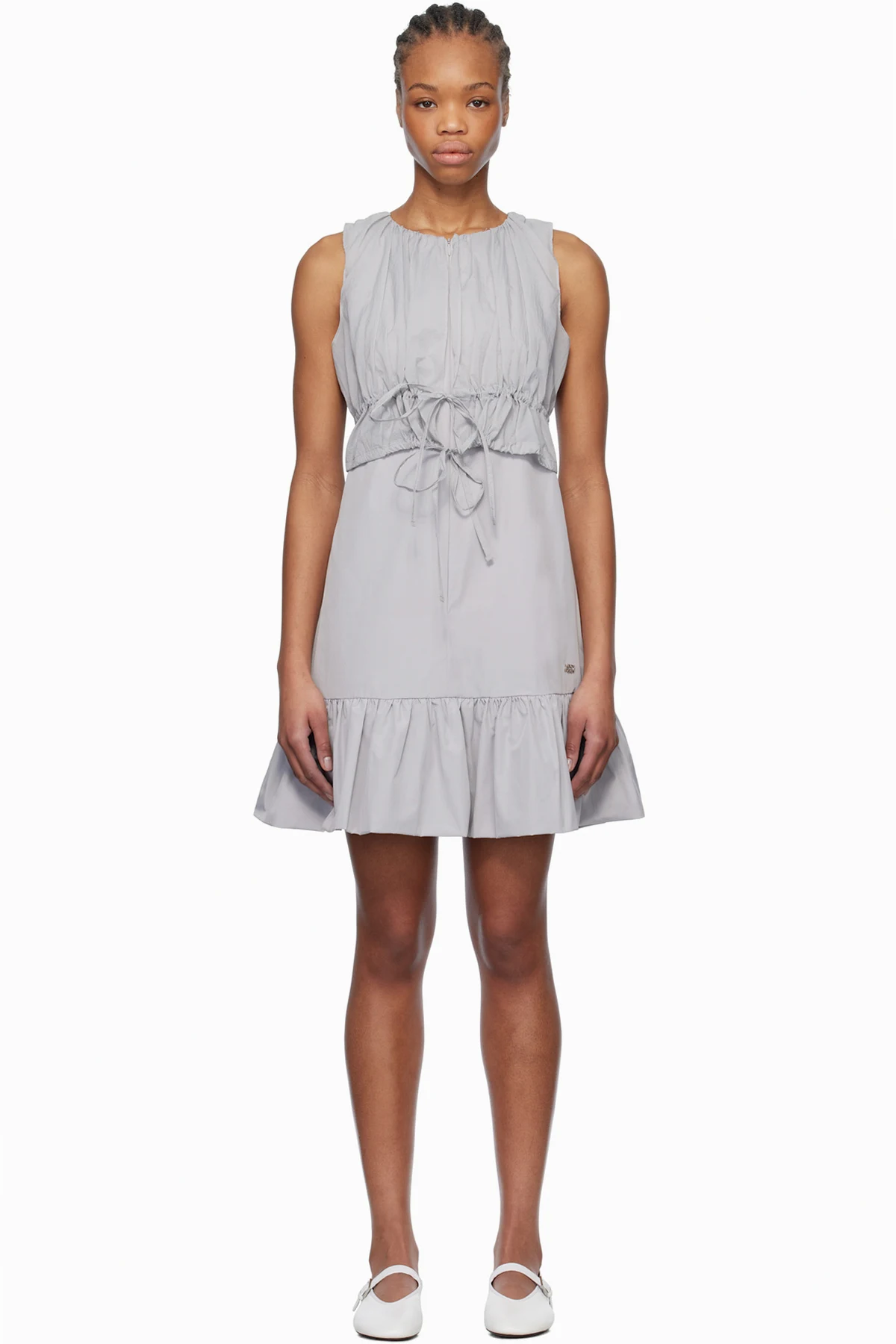 Gray Sheer Layered Minidress