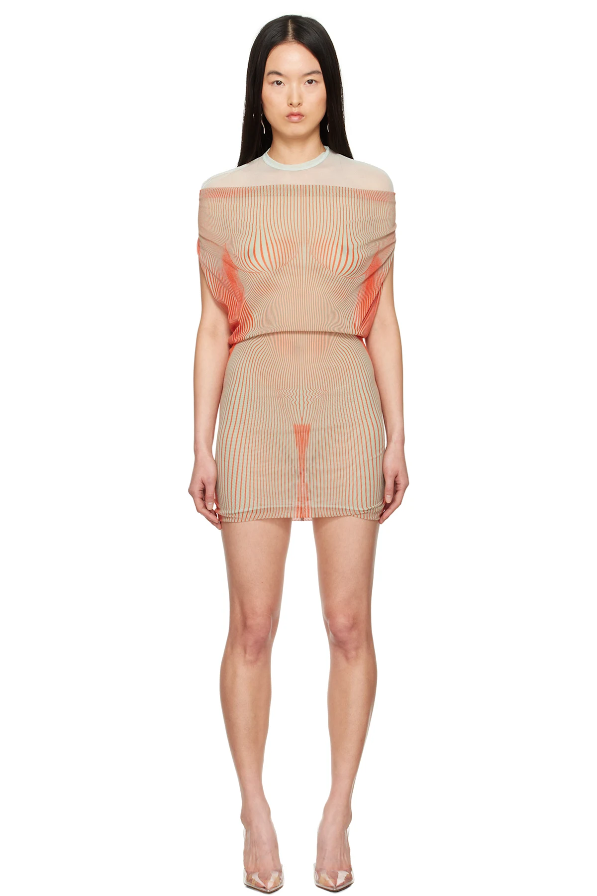 Blue & Orange 'The Short Draped Body Morphing' Minidress